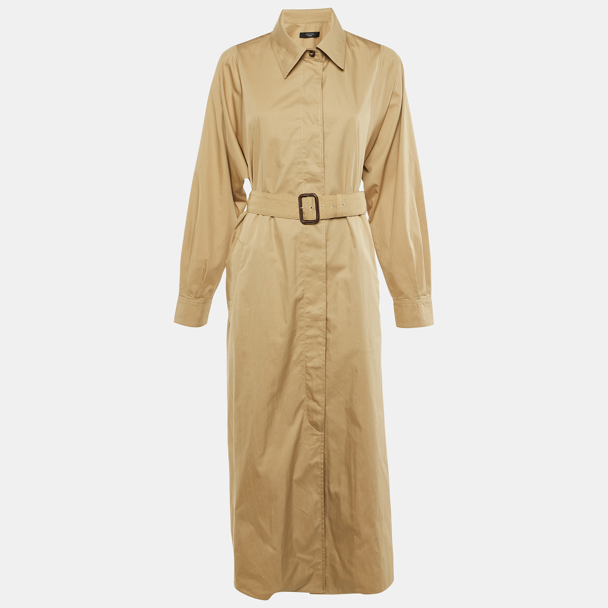 Pre-owned Weekend Max Mara Beige Shirt Maxi Dress Xl In Sand
