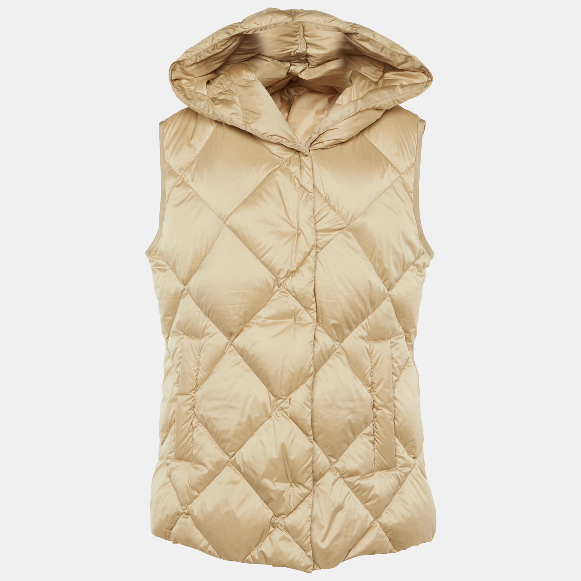 Pre-owned Weekend Max Mara Beige Quilted Down Vest L In Sand