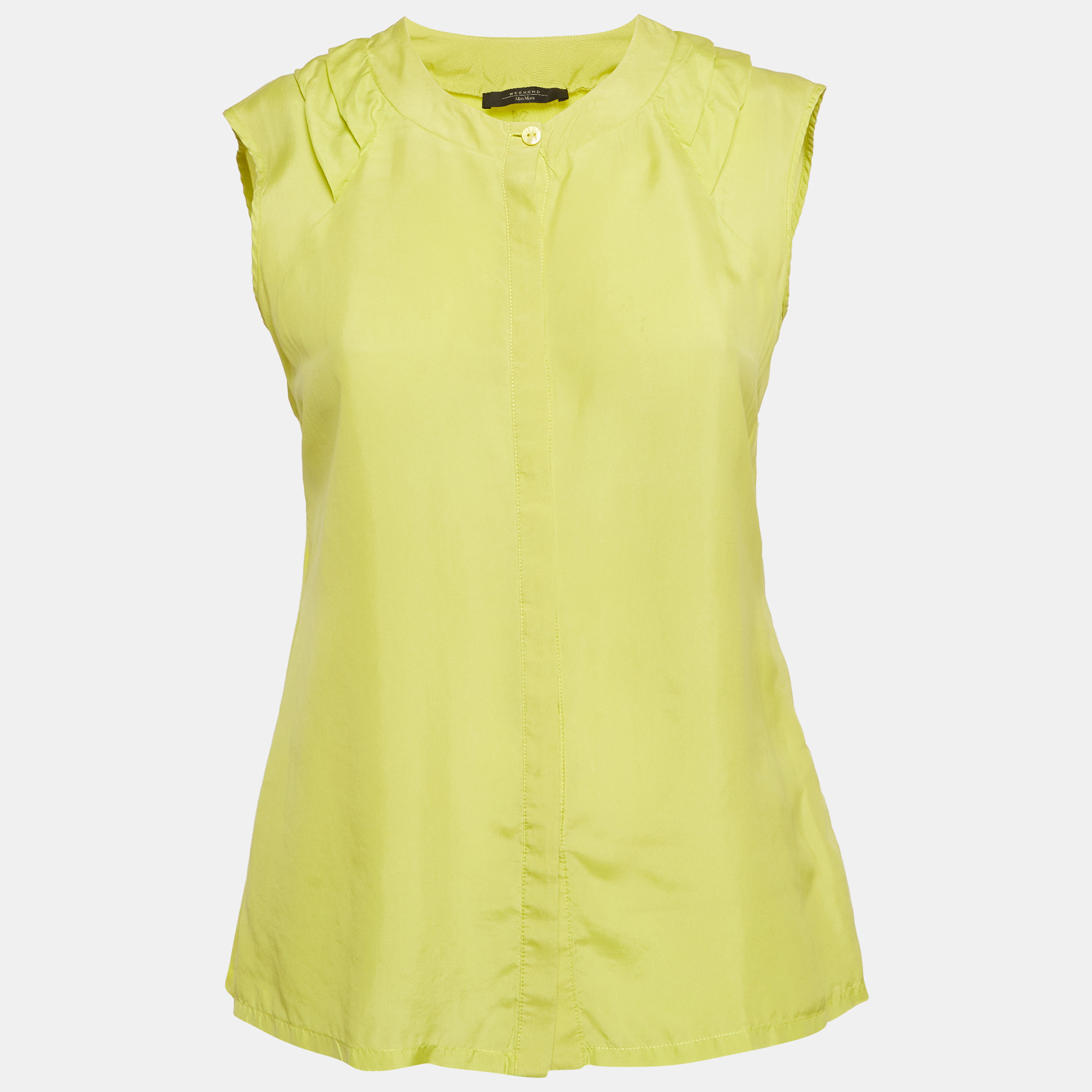 Pre-owned Weekend Max Mara Neon Green Cotton Sleeveless Top S
