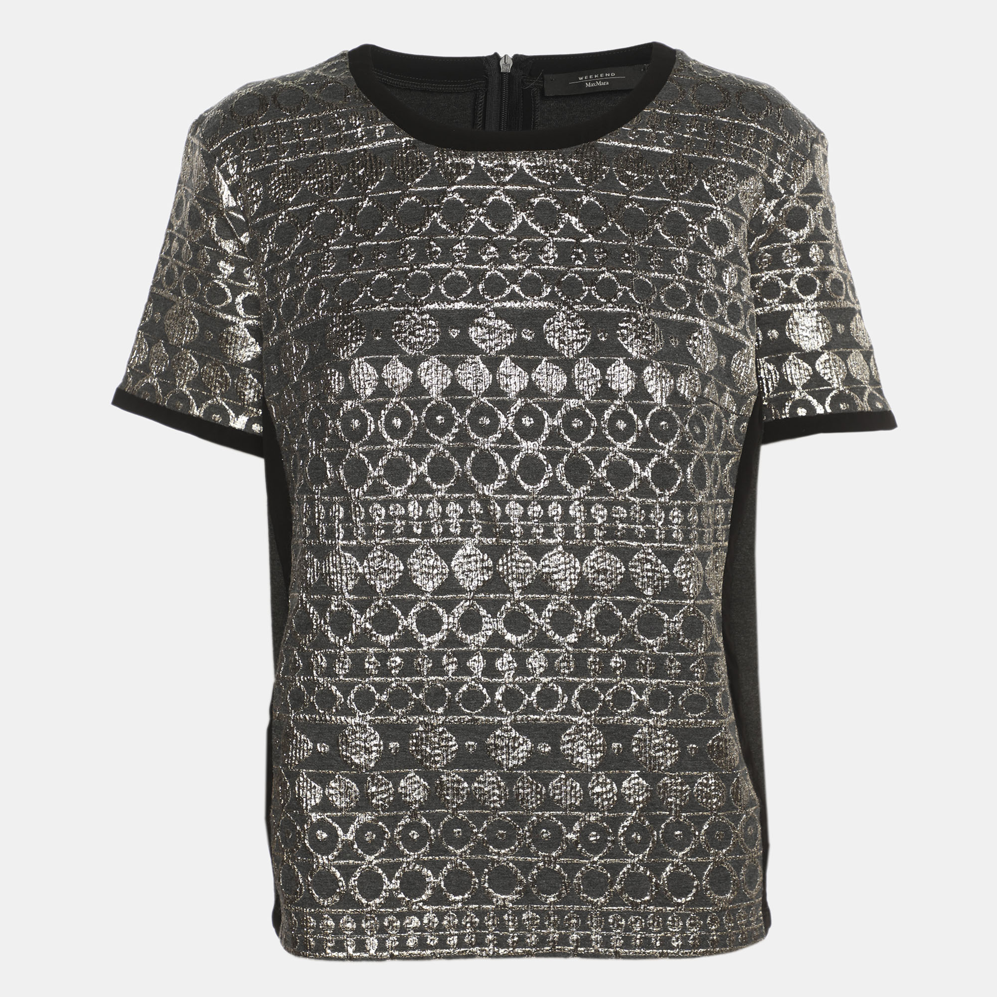 

Weekend Max Mara Dark Grey/Gold Jersey and Lurex Fabric Tops M