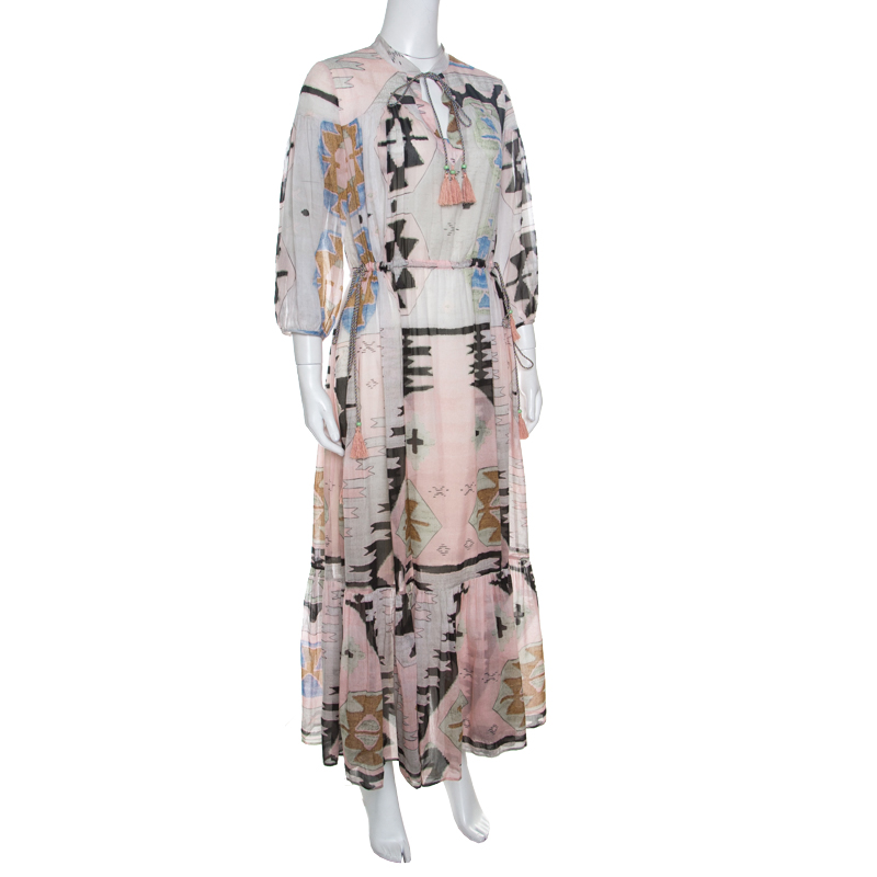 

Weekend Max Mara Multicolor Geometric Print Tasseled Tie Detail Dress