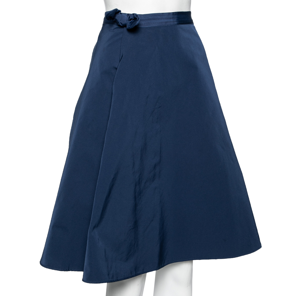

Weekend Max Mara Navy Blue Taffeta Bow Detailed Skirt