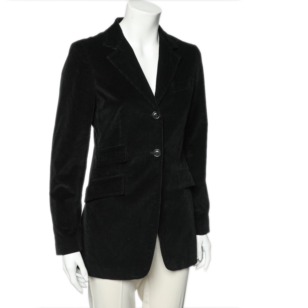 

Weekend Max Mara Black Corduroy Button Front Blazer