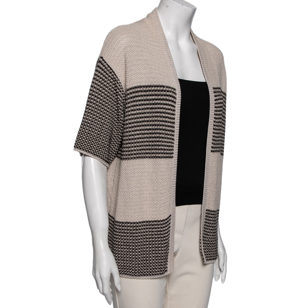 

Weekend Max Mara Beige and Brown Striped Chunky Knit Cardigan