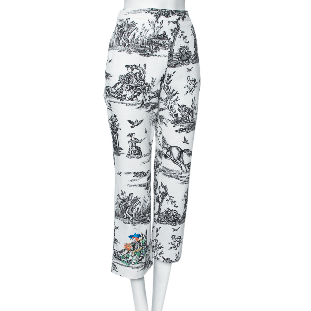 

Weekend Max Mara White Printed Cotton Embroidered Detailed Pants