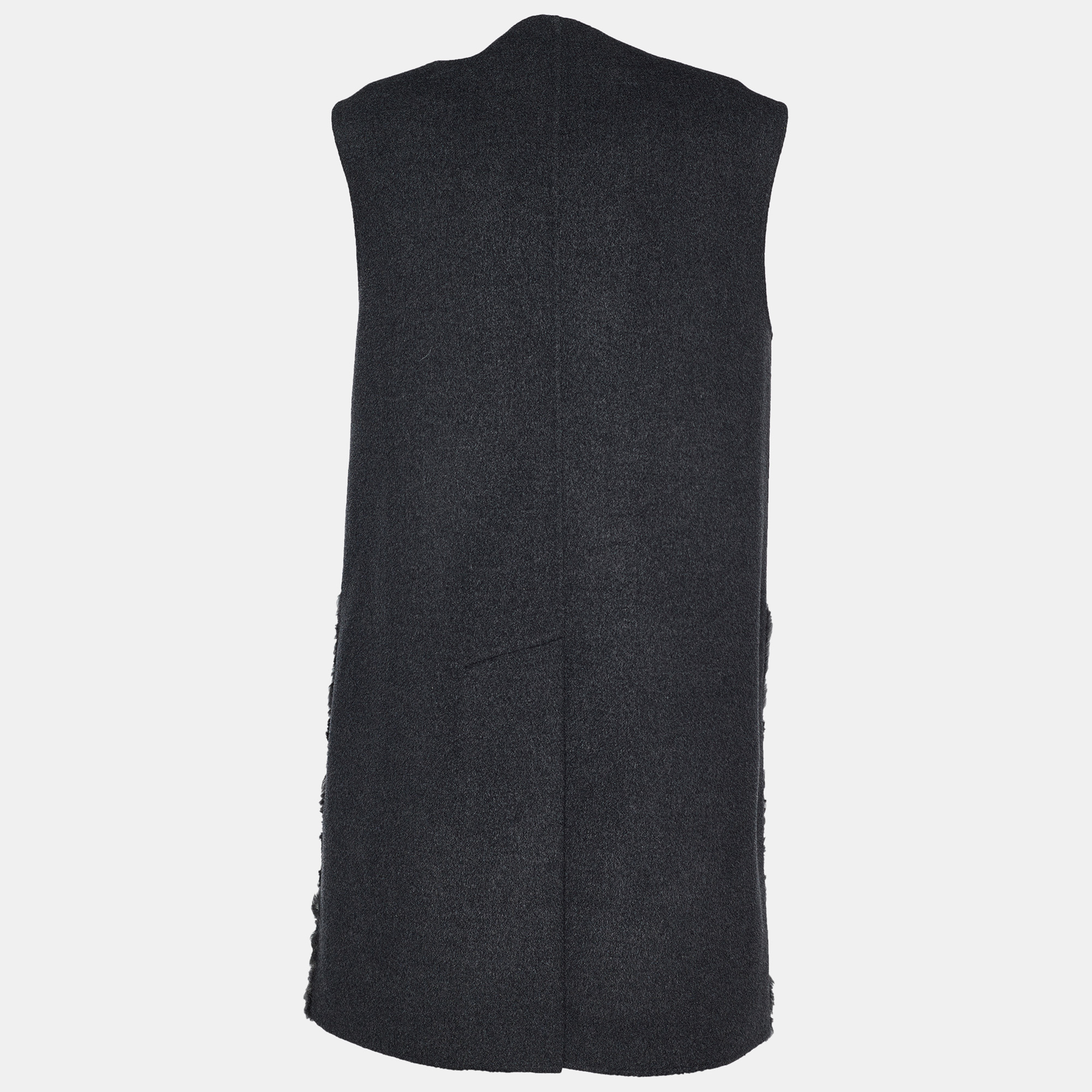 

Weekend Max Mara Grey Wool Fur Paneled Sleeveless Jacket