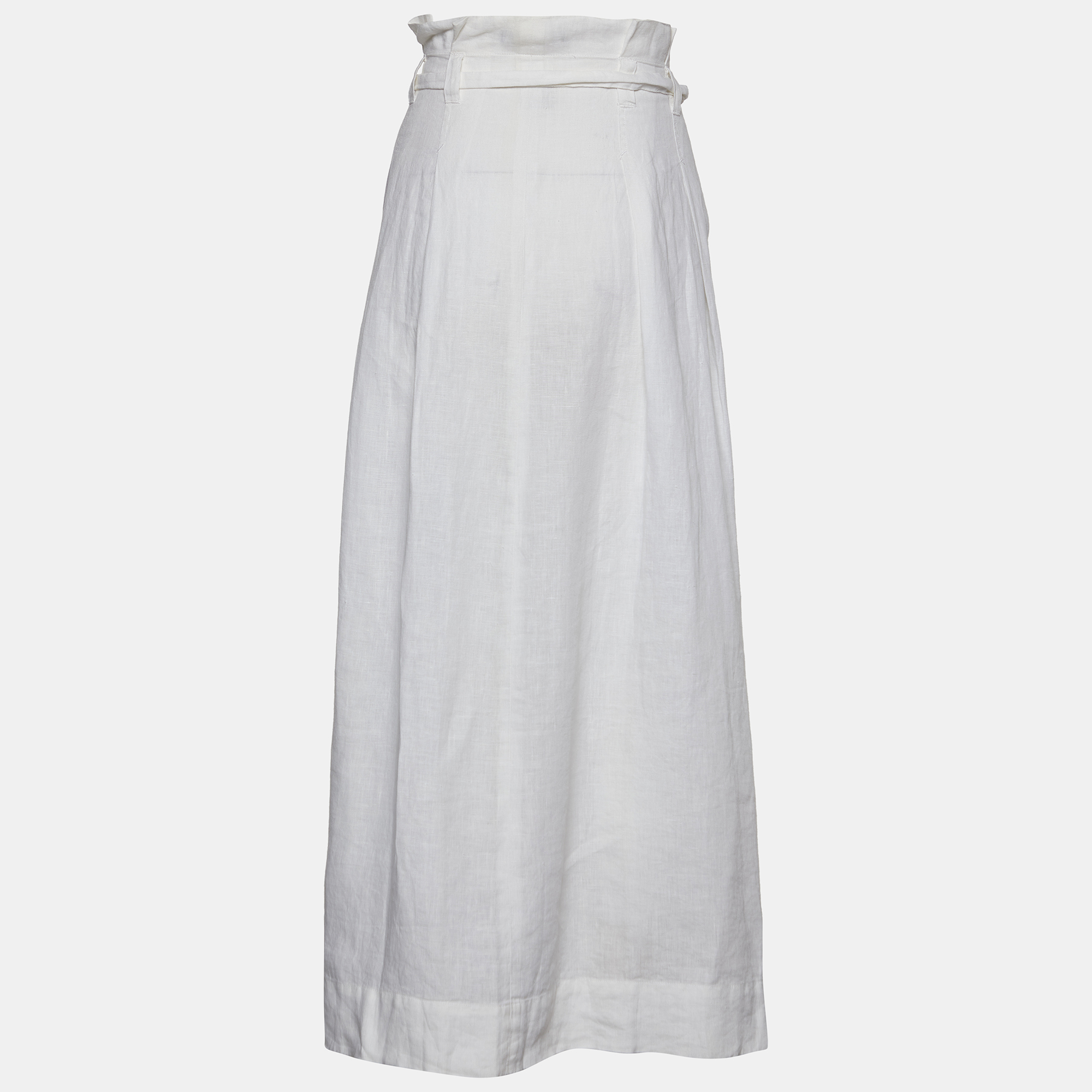 

Weekend Max Mara White Linen Pleated Maxi Skirt