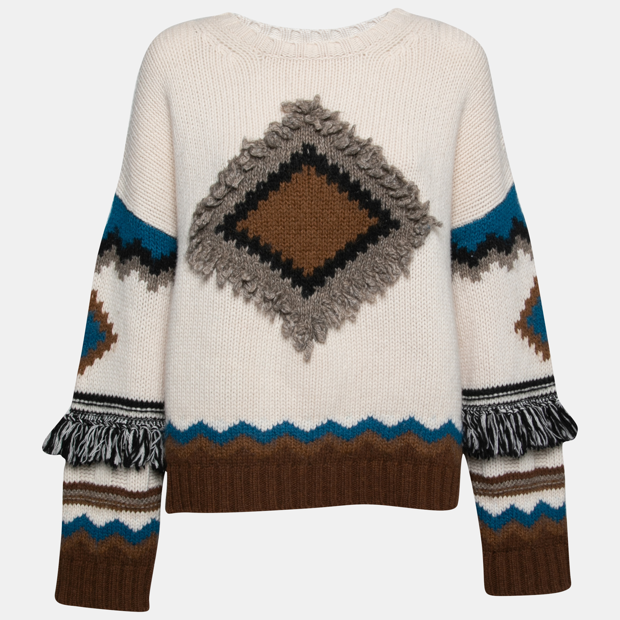 Weekend Max Mara Multicolor Wool Embroidered Baita Sweater XL