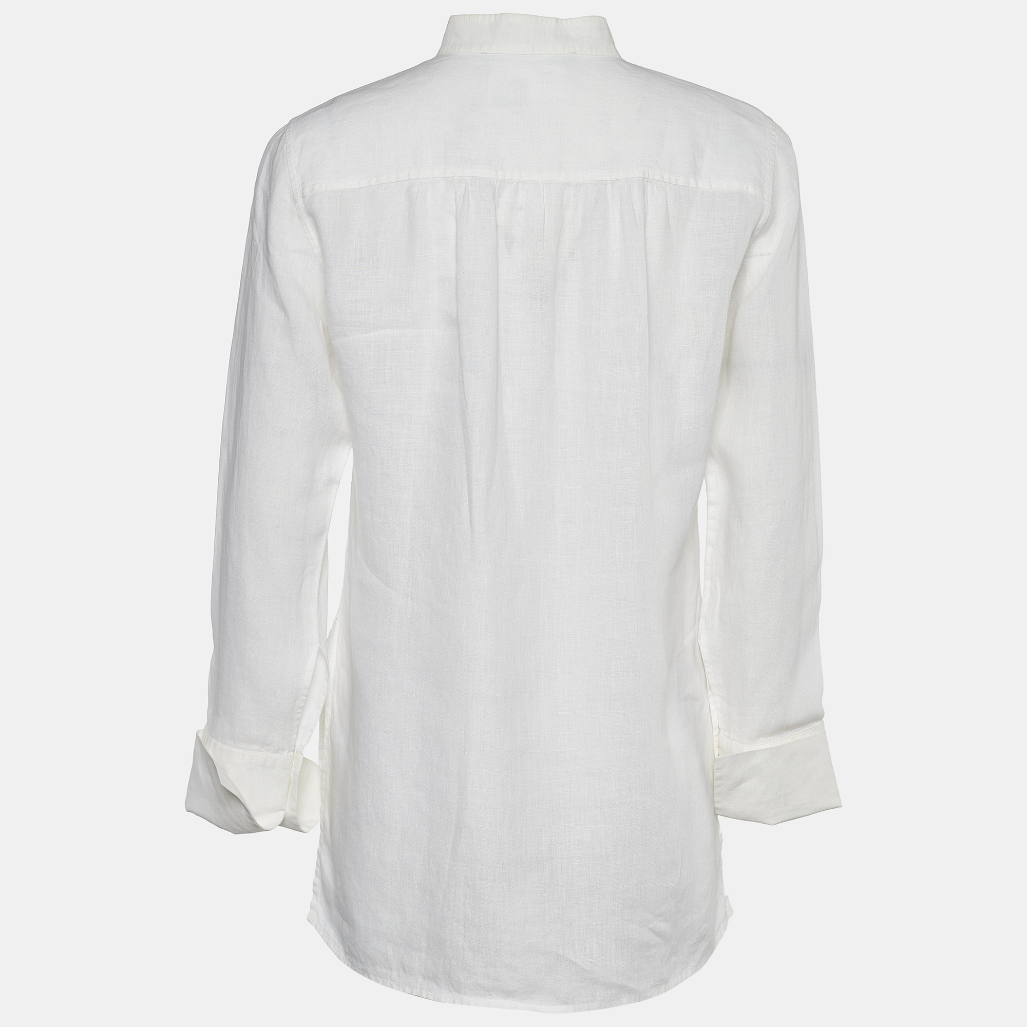 

Weekend Max Mara Ivory Linen Button Front Shirt, White
