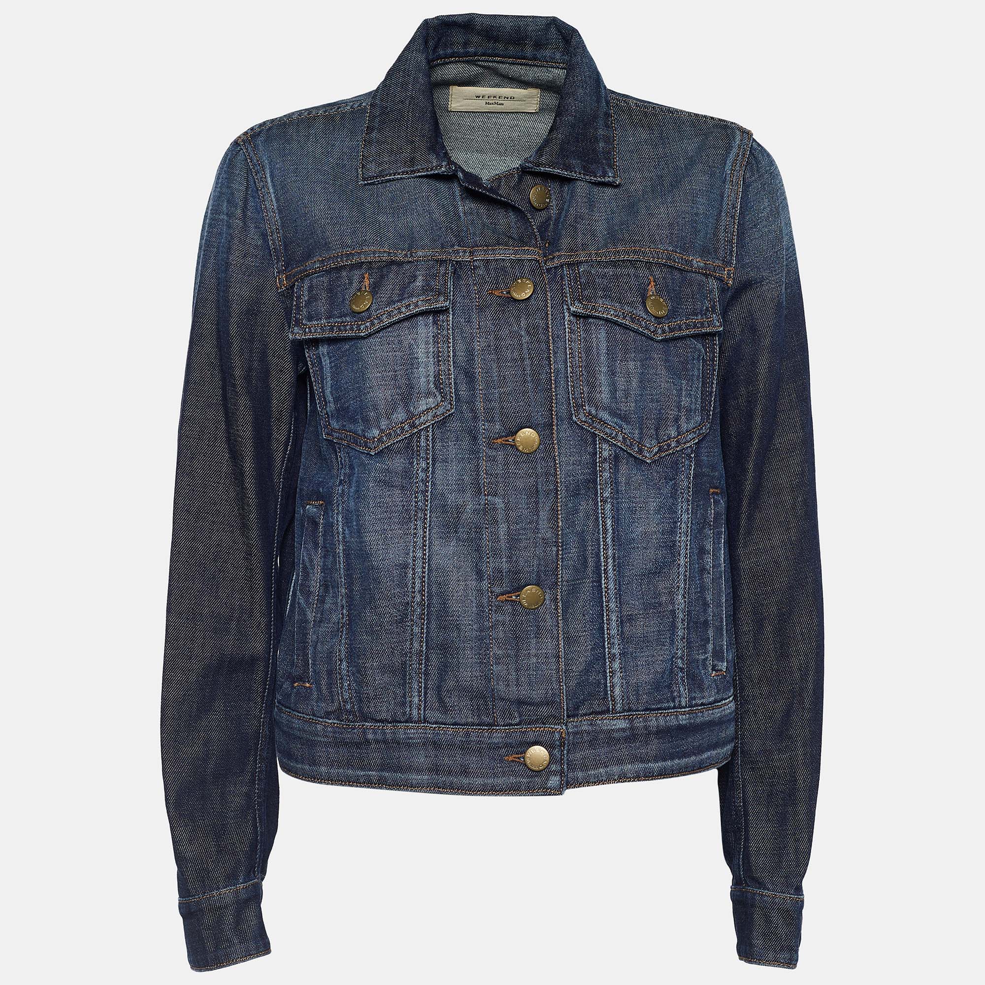 Weekend Max Mara Indigo Denim Trucker Jacket S