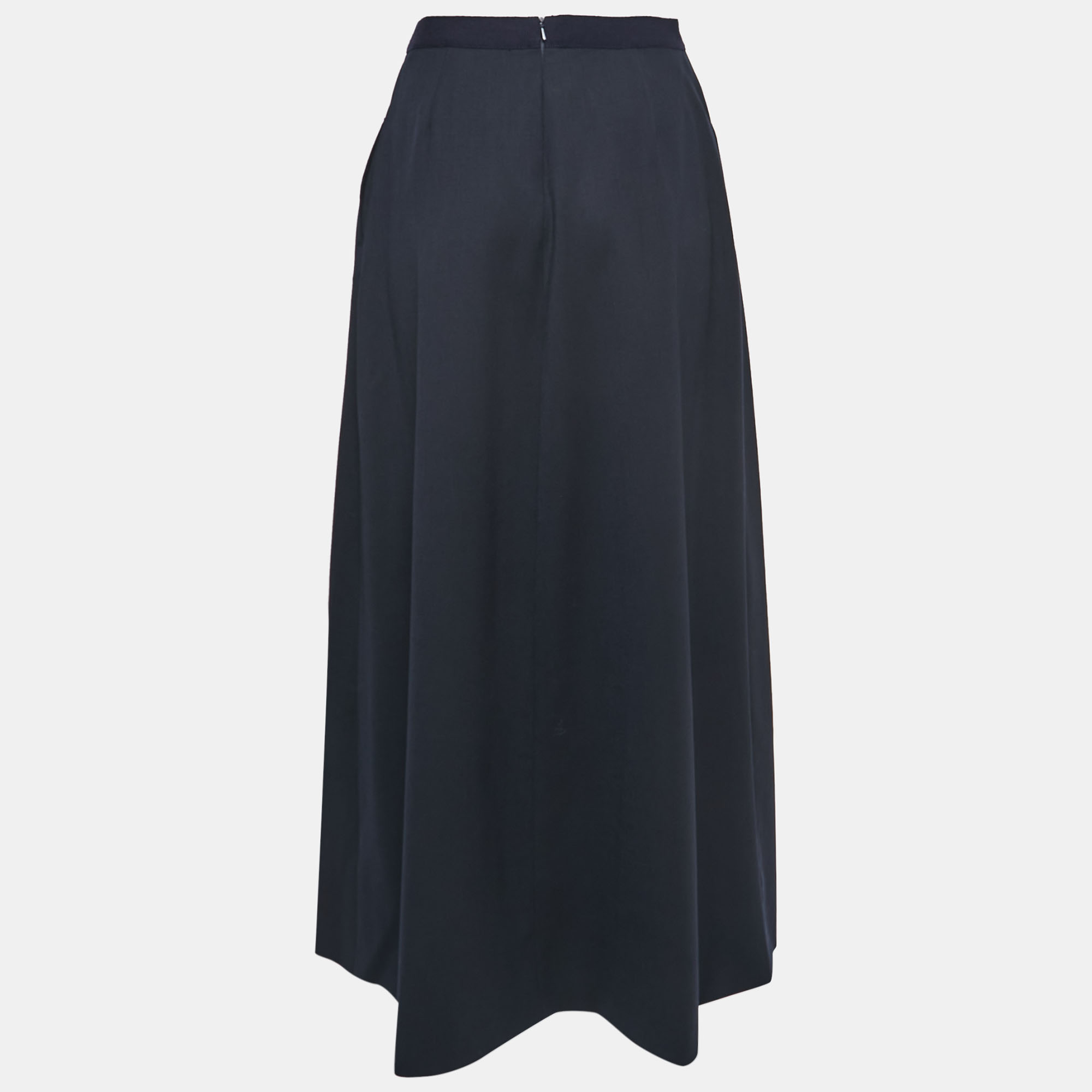 

Weekend Max Mara Navy Blue Wool Pleated Maxi Skirt