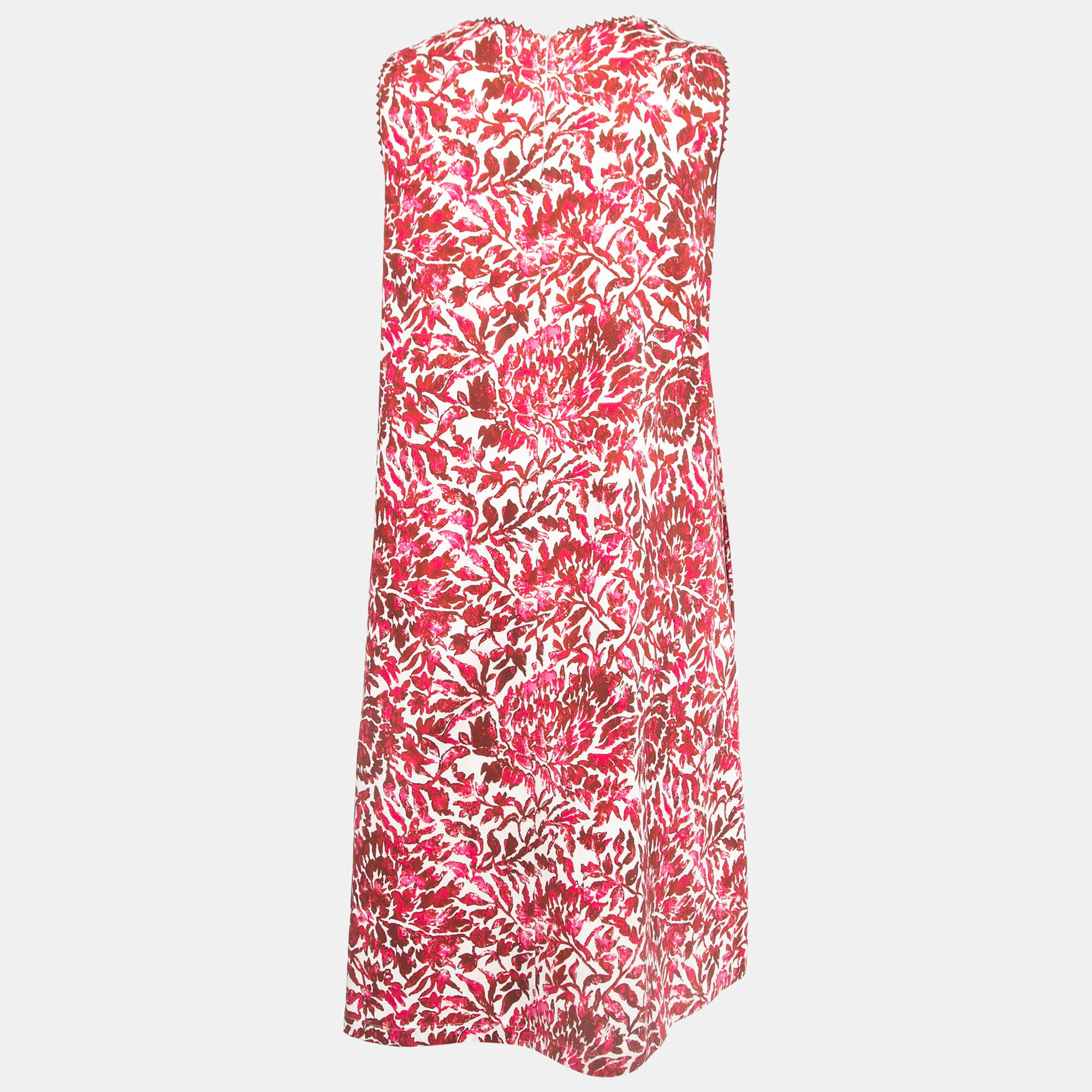 

Weekend Max Mara White/Pink Floral Print Cotton Sleeveless A-Line Short Dress
