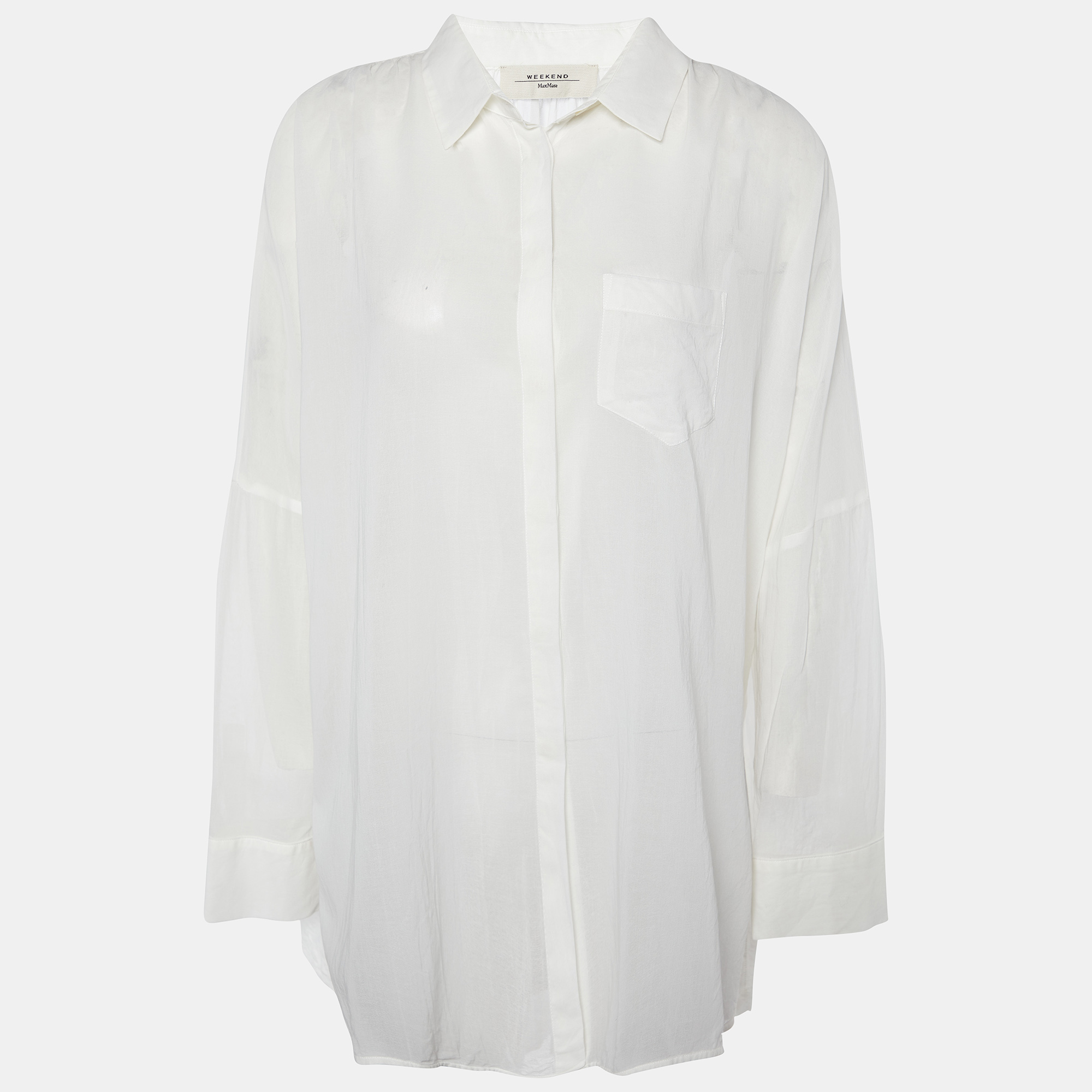 Pre-owned Weekend Max Mara White Cotton Button Front Oversized Shirt M