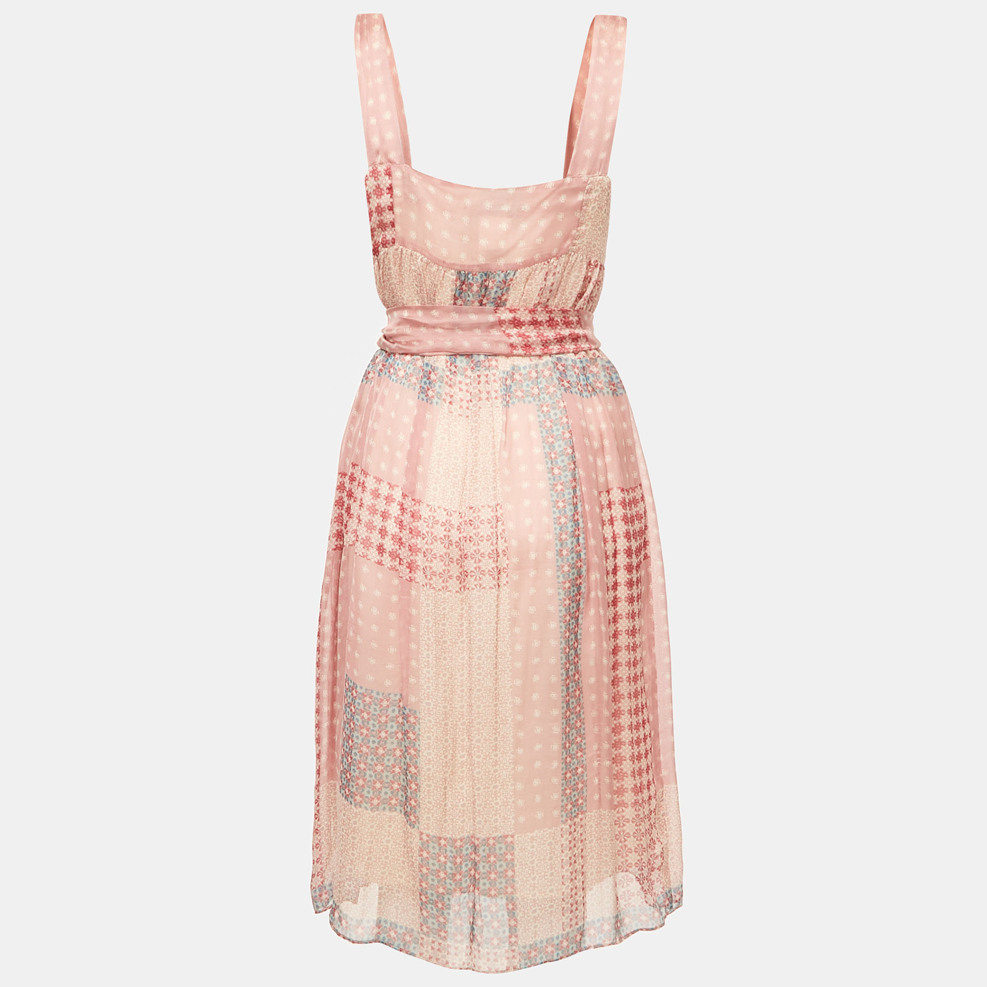 

Weekend Max Mara Pink Printed Silk Belted Midi Dress