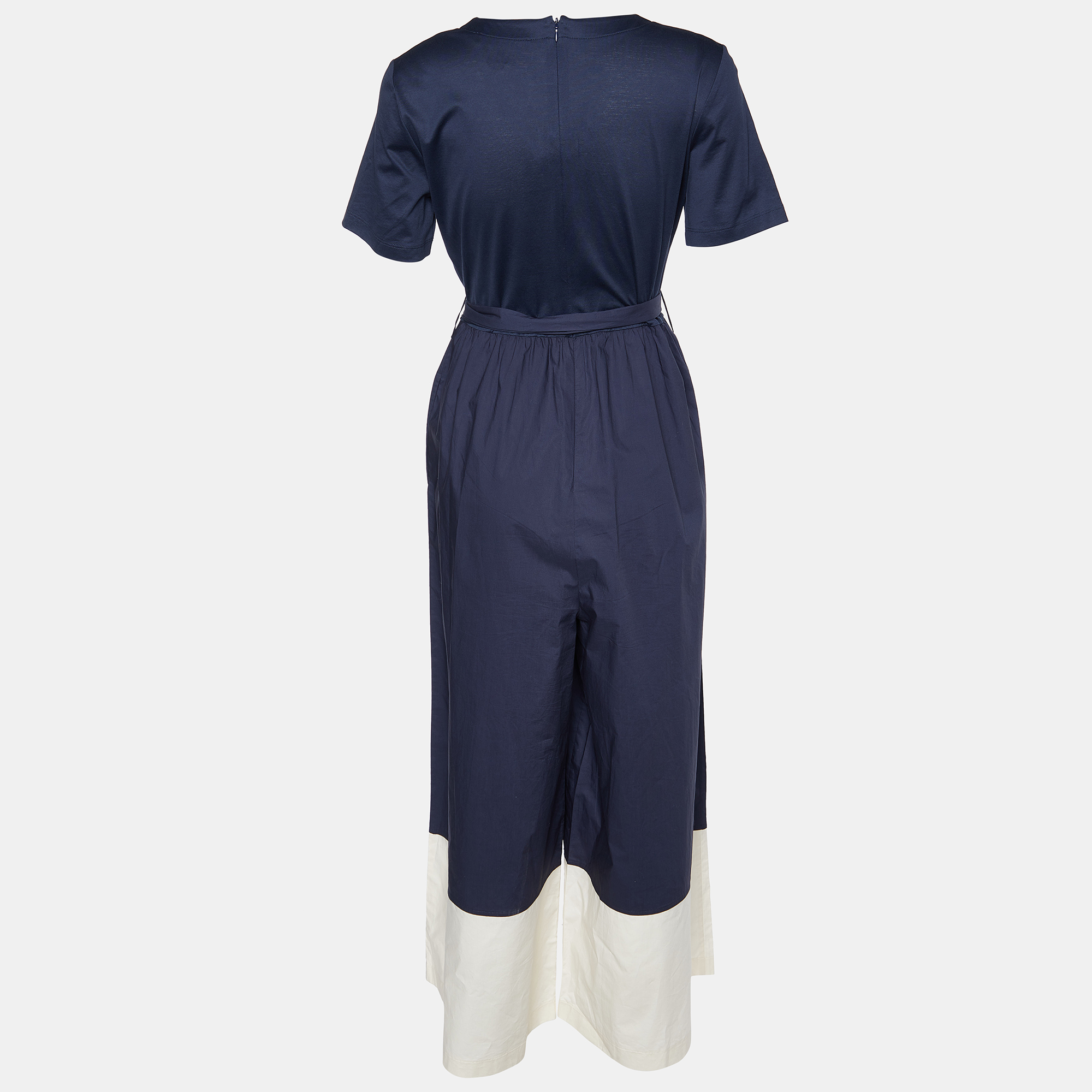 

Weekend Max Mara Navy Blue Cotton Belted Jumpsuit