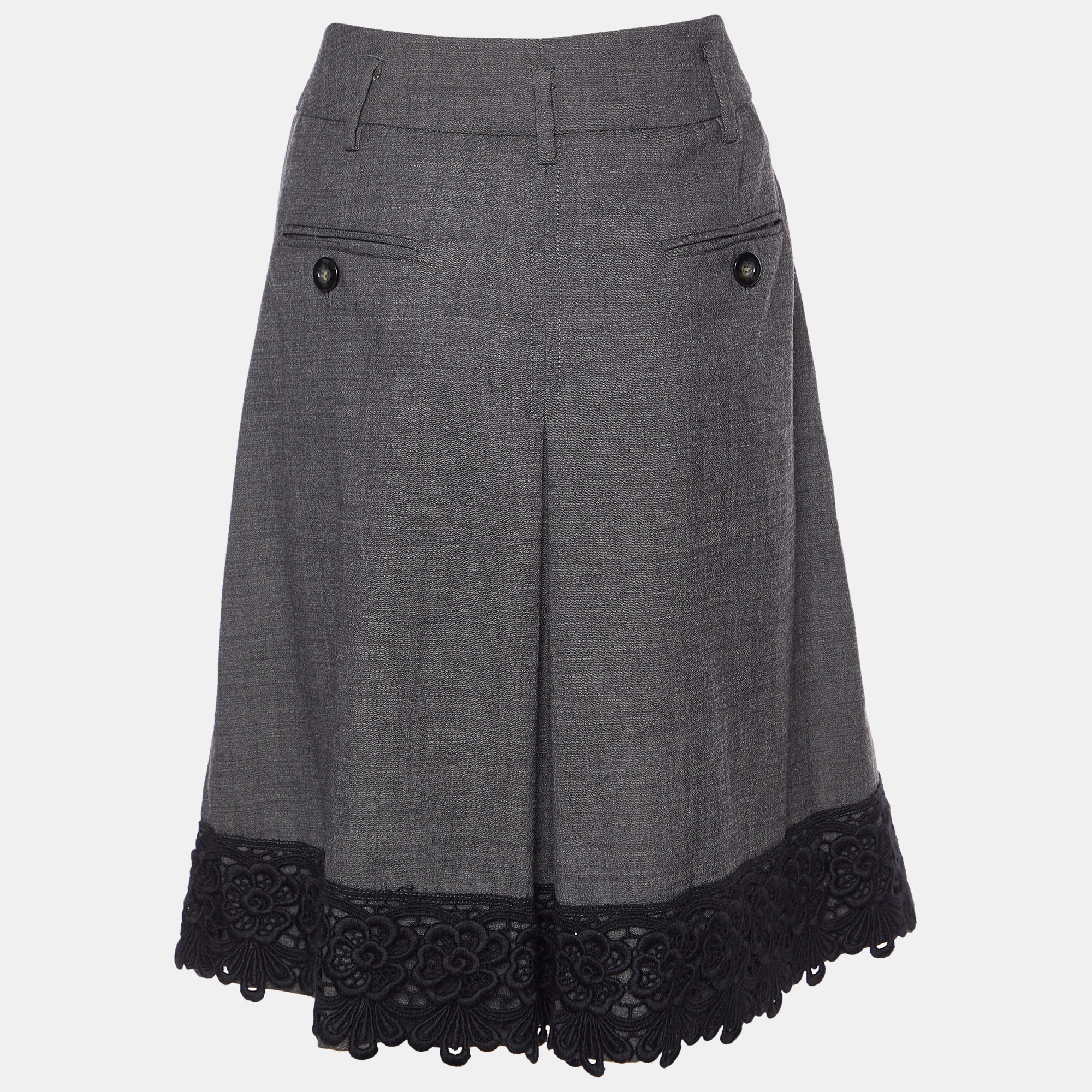 

Weekend Max Mara Charcoal Grey Wool & Lace Detail Mini Skirt