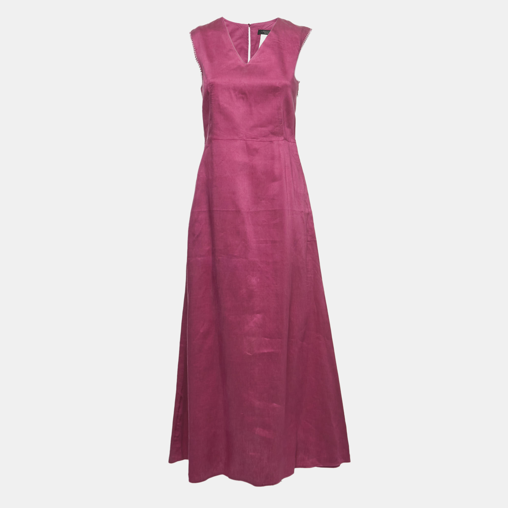 

Weekend Max Mara Pink Linen Blend Sleeveless A-Line Maxi Dress