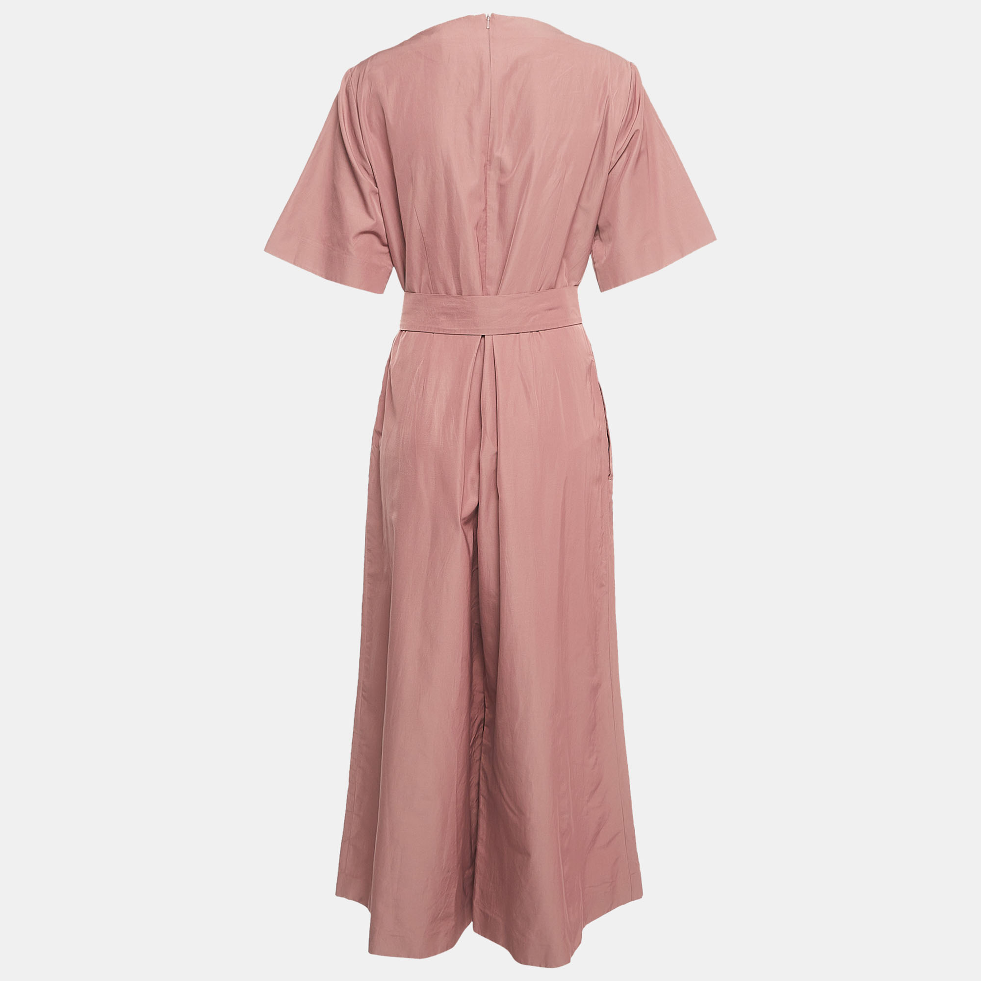 

Weekend Max Mara Dusty Pink Cotton Blend Belted Wide Leg Jumpsuit