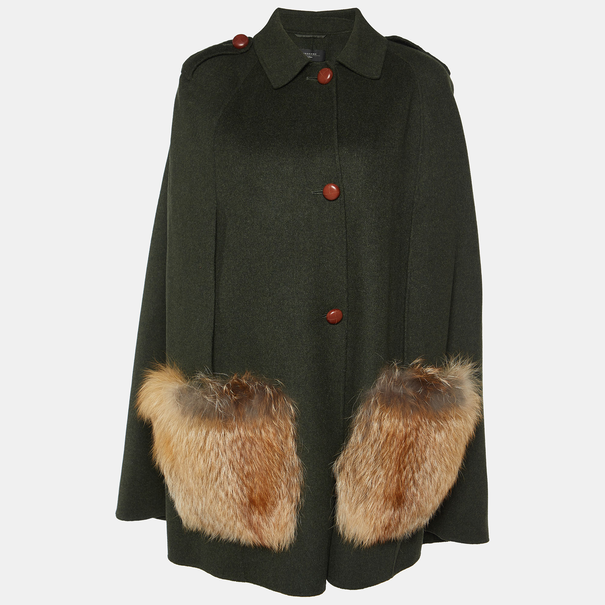 Wool & Fur Trimmed Cape Coat