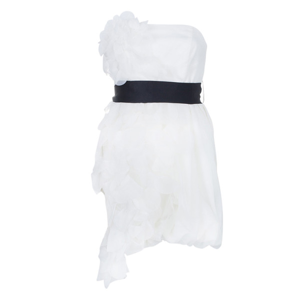 White by Vera Wang Strapless Short Organza Ruffle Wedding Dress M