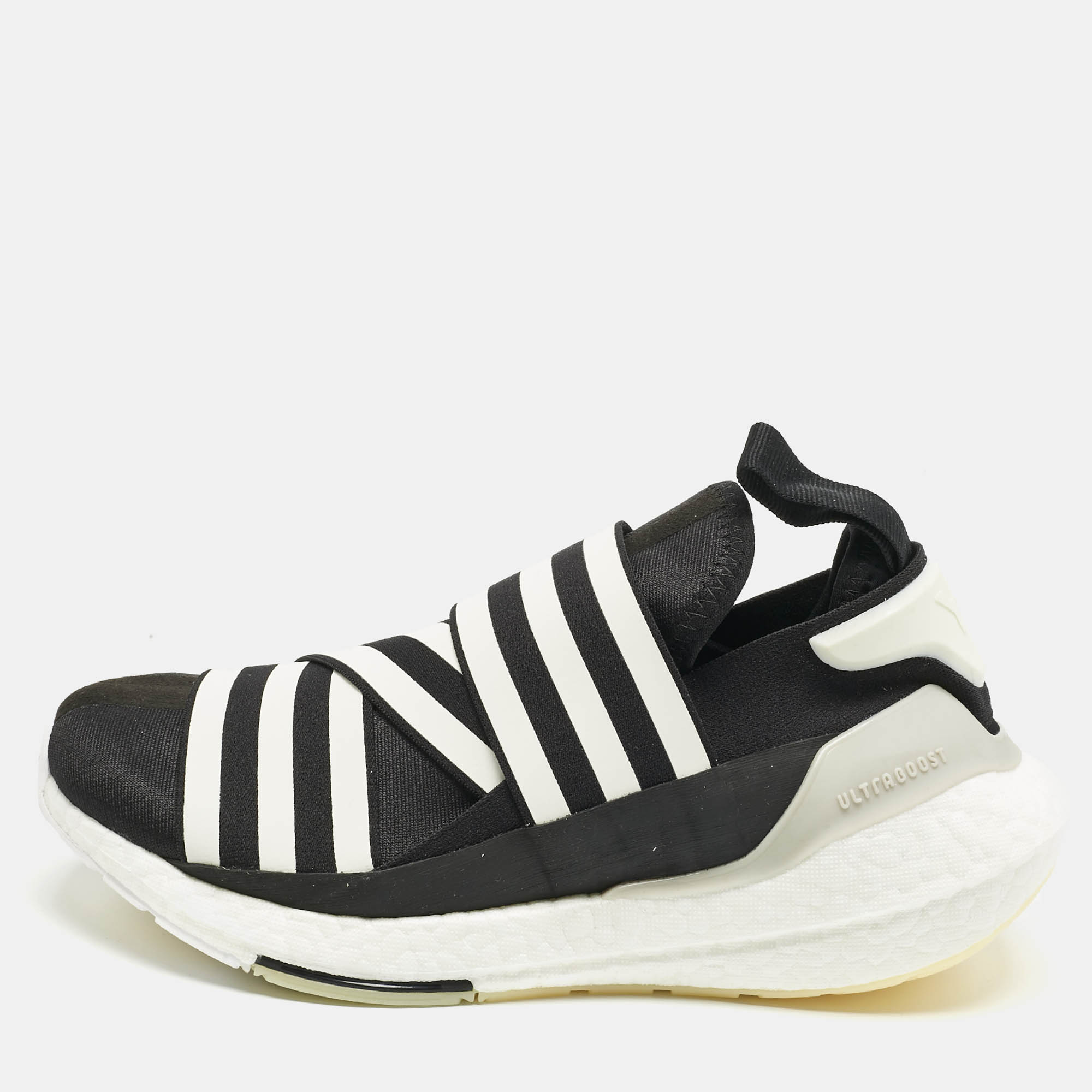 Pre-owned Y-3 Adidas Black/white Fabric Ultra Boost 22 Sneakers Size 38