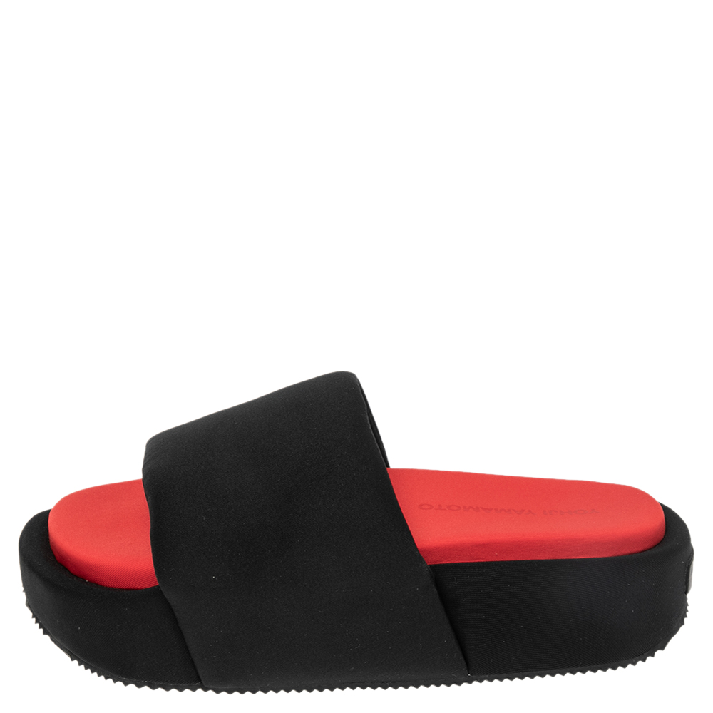 

Y-3 Black Fabric Platform Sandals Size