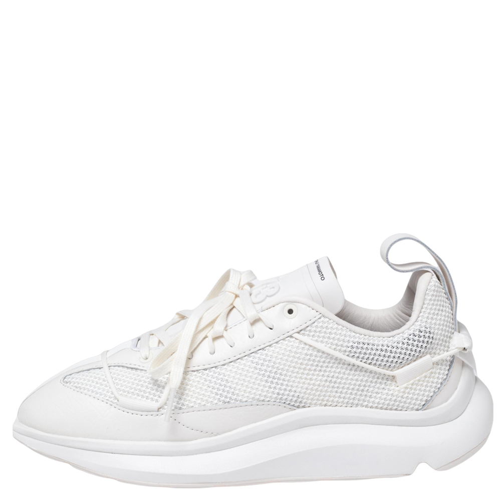 

Y-3 White Leather Shiku Run Lace Up Sneakers Size