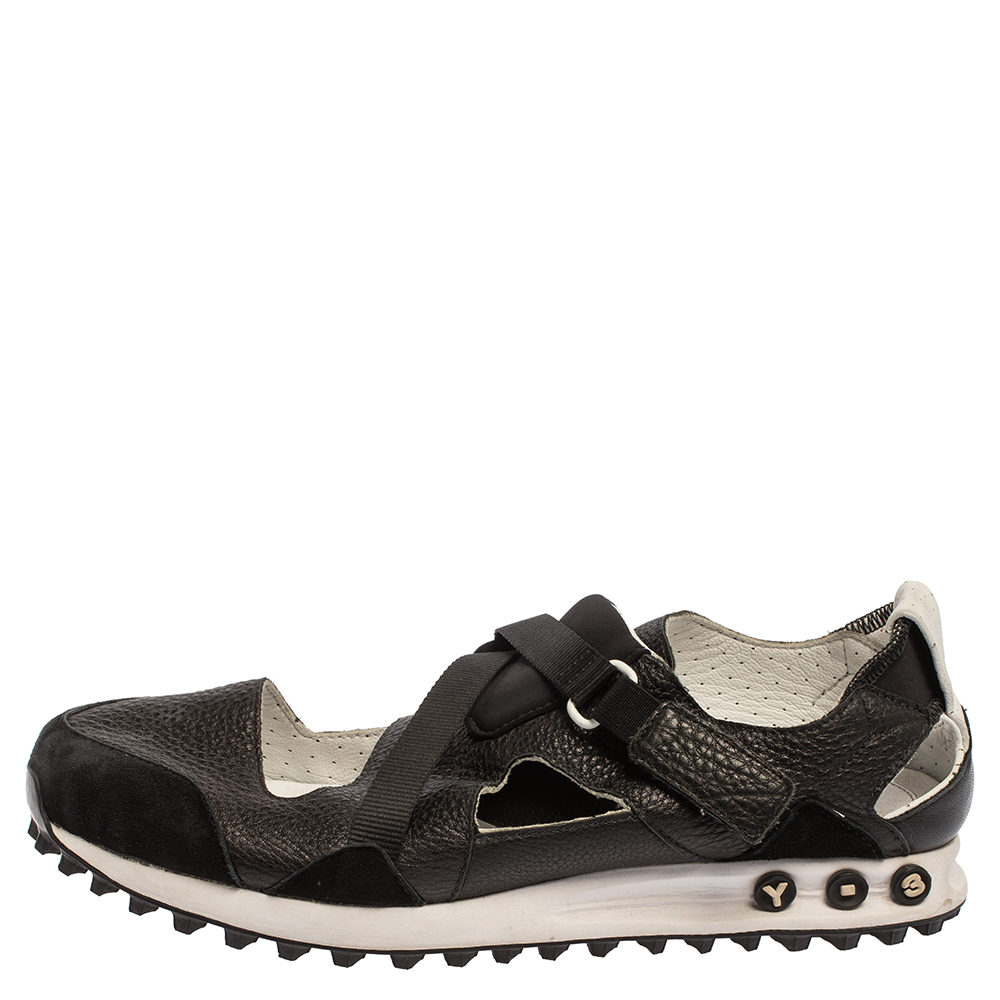 

Y-3 Black Suede And Leather Strappy Velcro Sandal Sneakers Size