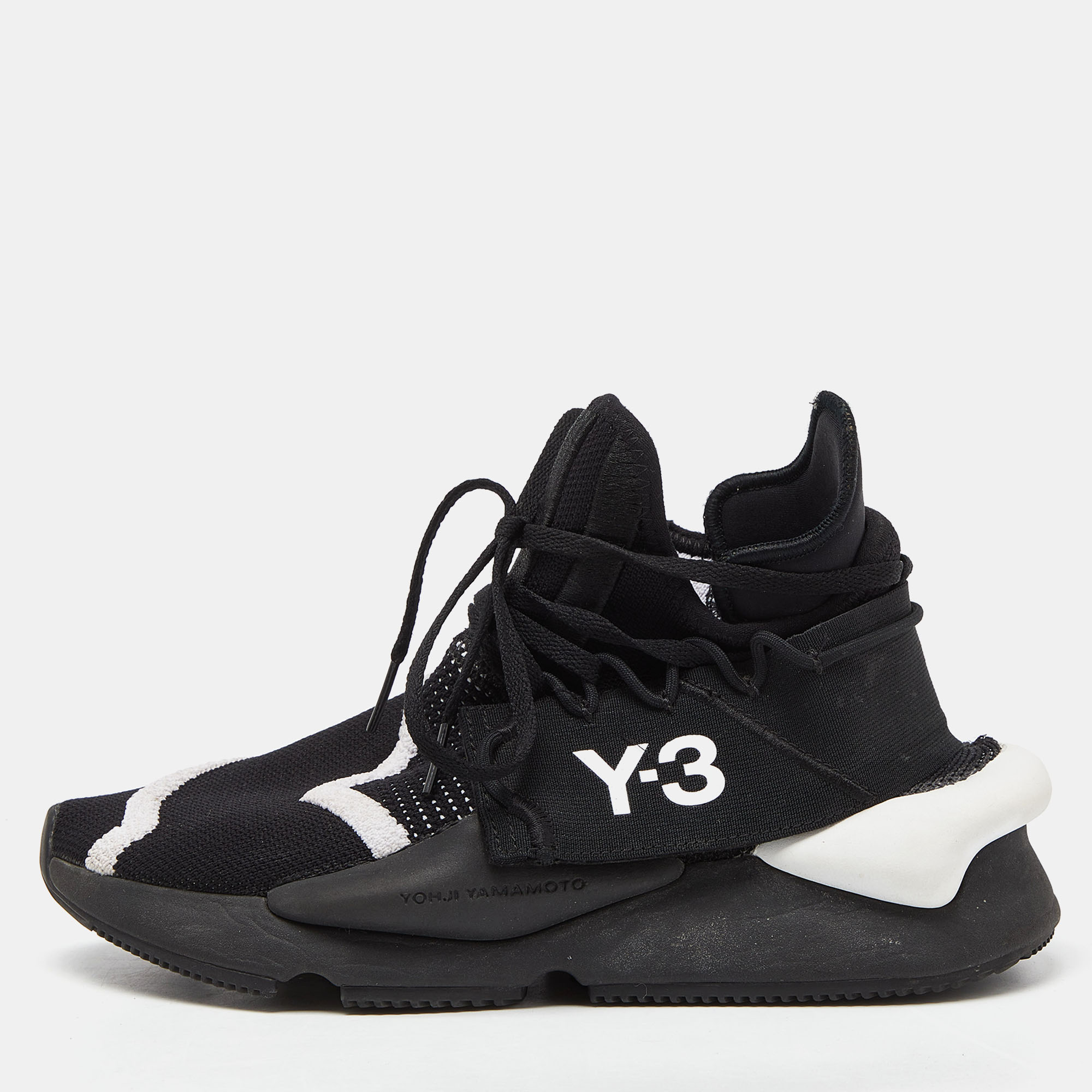 Pre-owned Y-3 Black Knit Fabric Cloth Low Trainers Sneakers Size 39.5