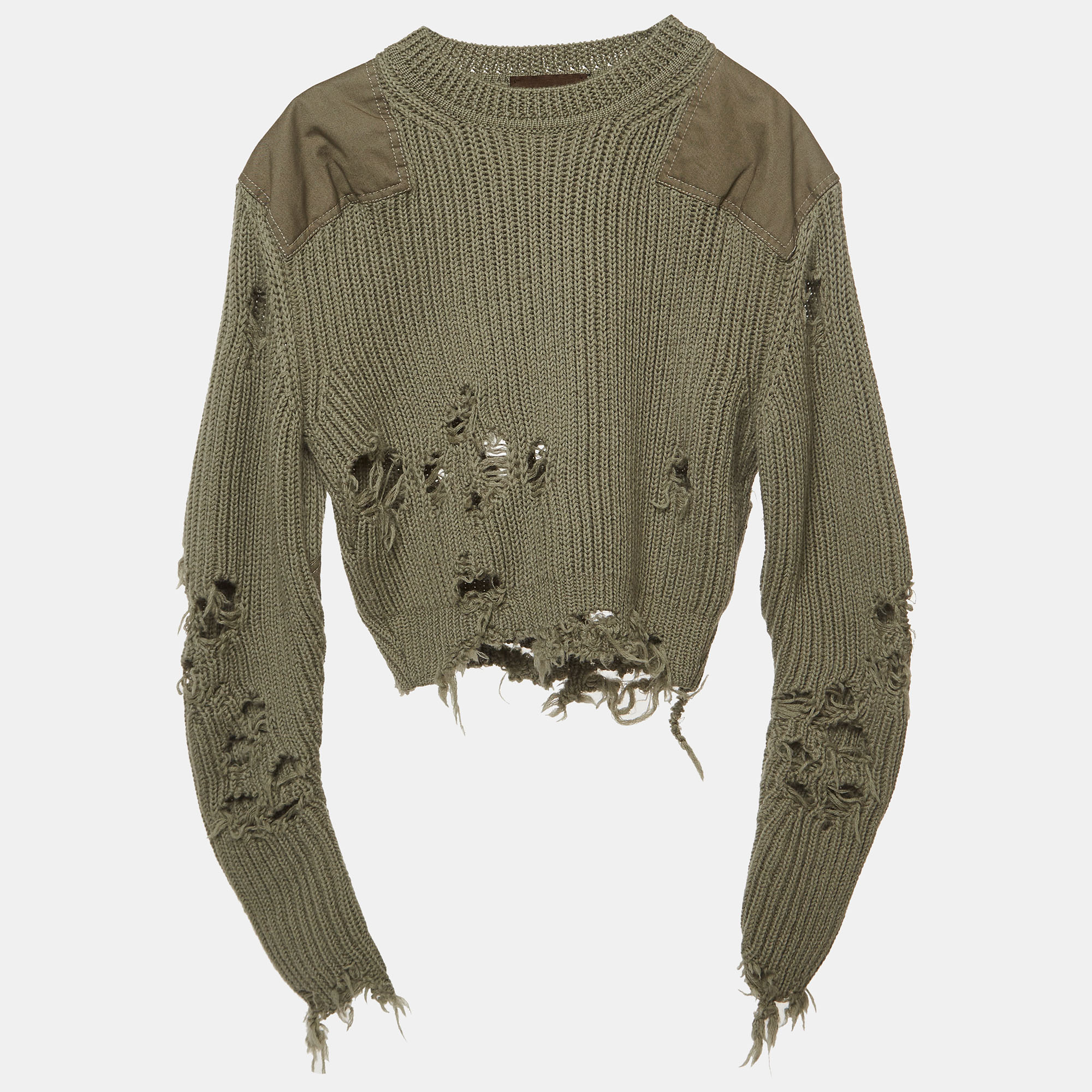 

Yeezy Season 3 Green Destroyed Military Rib Wool Cropped Sweater S