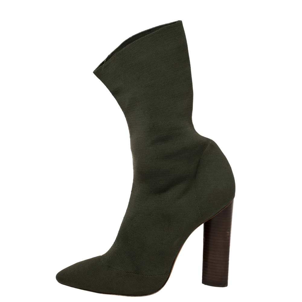 

Yeezy Season 2 Green Fabric Pointed Toe Sock Boots Size