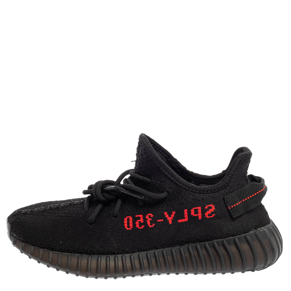 

Adidas Yeezy Black/Red Knit Fabric Boost 350 V2 Low Top Sneakers Size