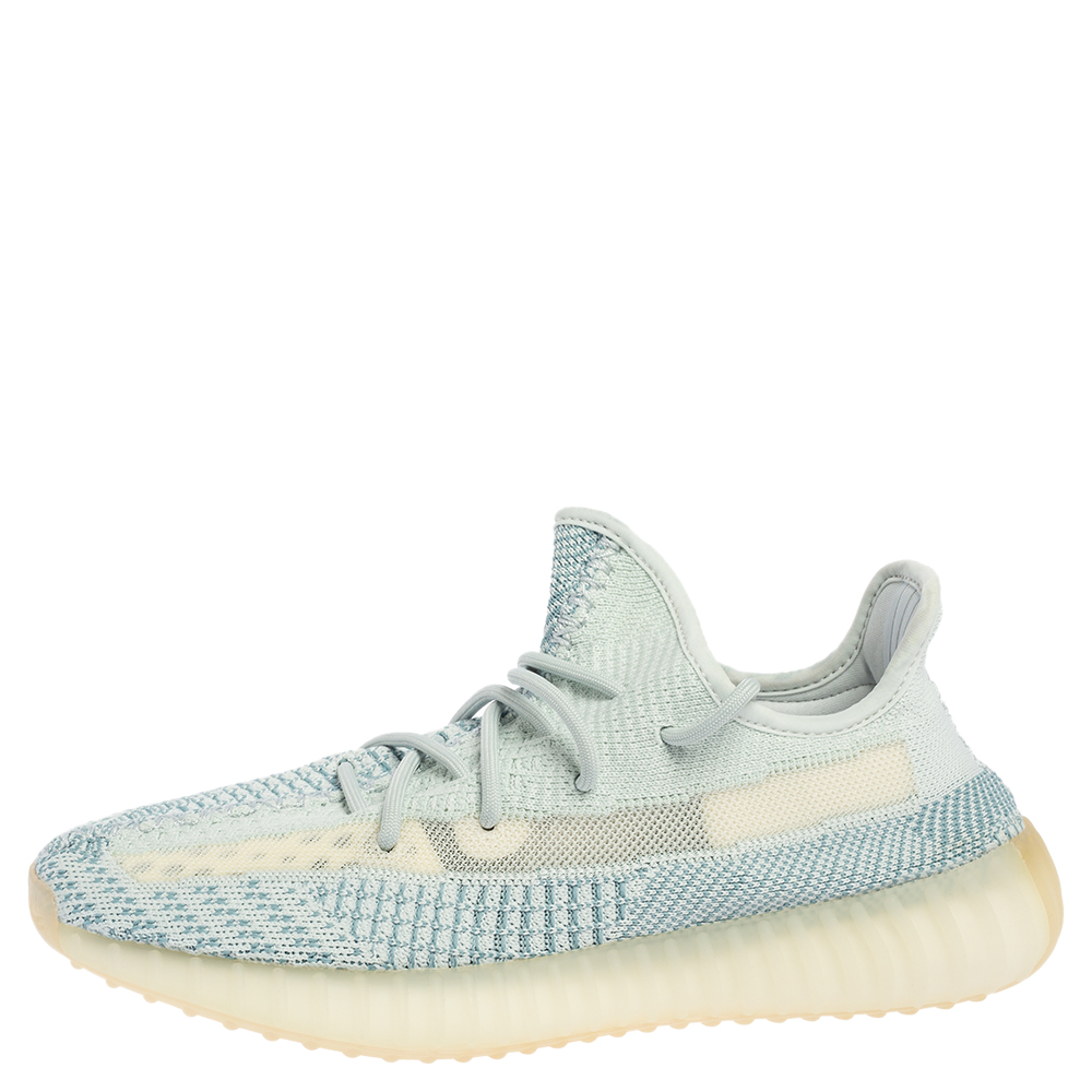 

Yeezy x Adidas Blue/White Knit Fabric Boost 350 V2 'Cloud White' Sneakers Size