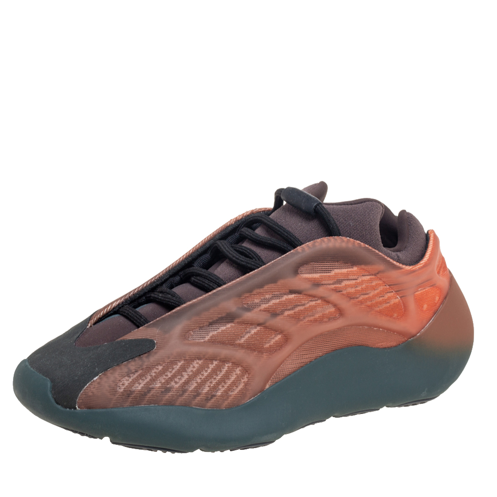 Pre Owned Yeezy x Adidas Orange/Brown Mesh And Polyurethane Yeezy 700 V3 Copper Fade Sneakers Size 40