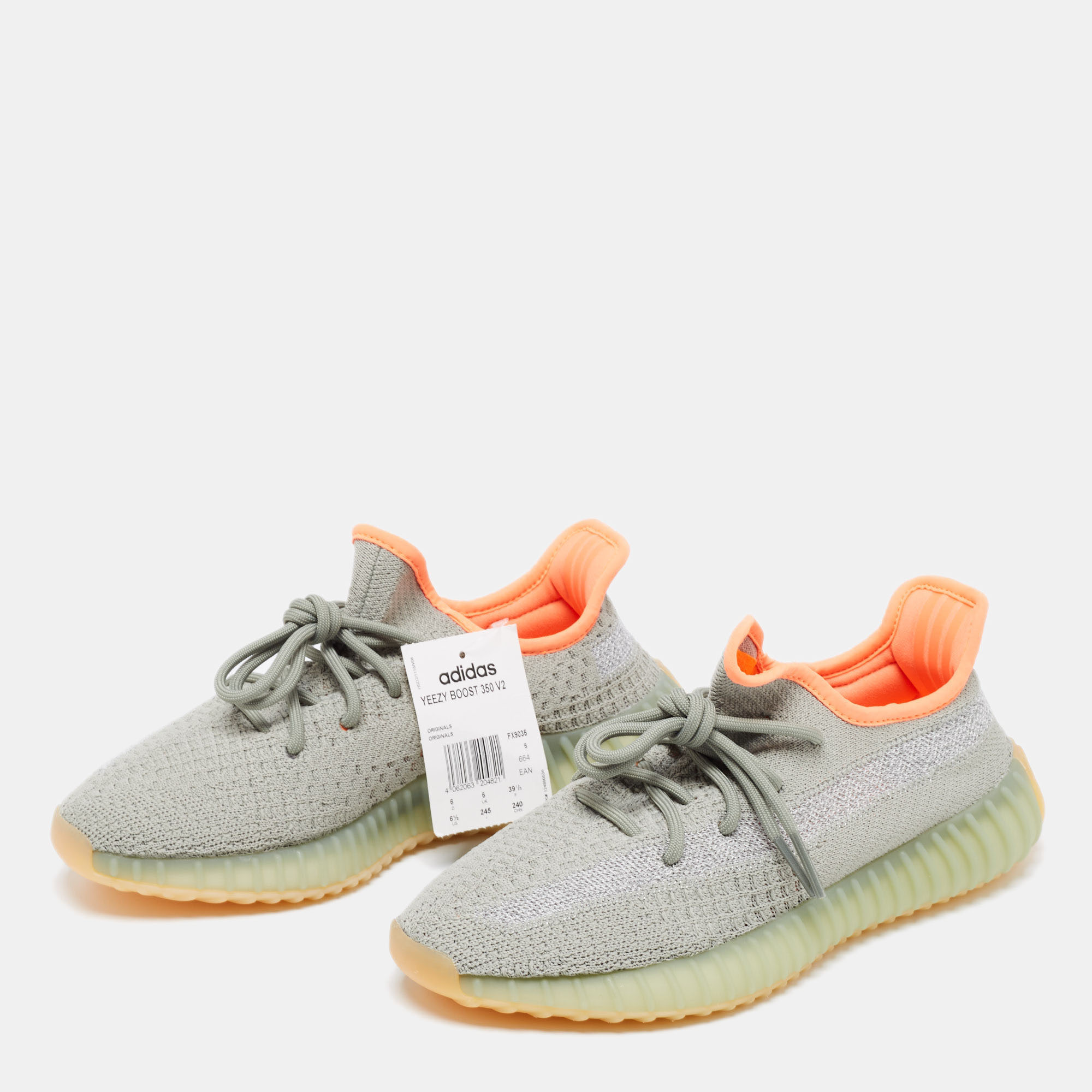 

Yeezy x Adidas Light Green/Grey Knit Fabric Boost 350 V2 Desert Sage Sneakers Size 39 1/3