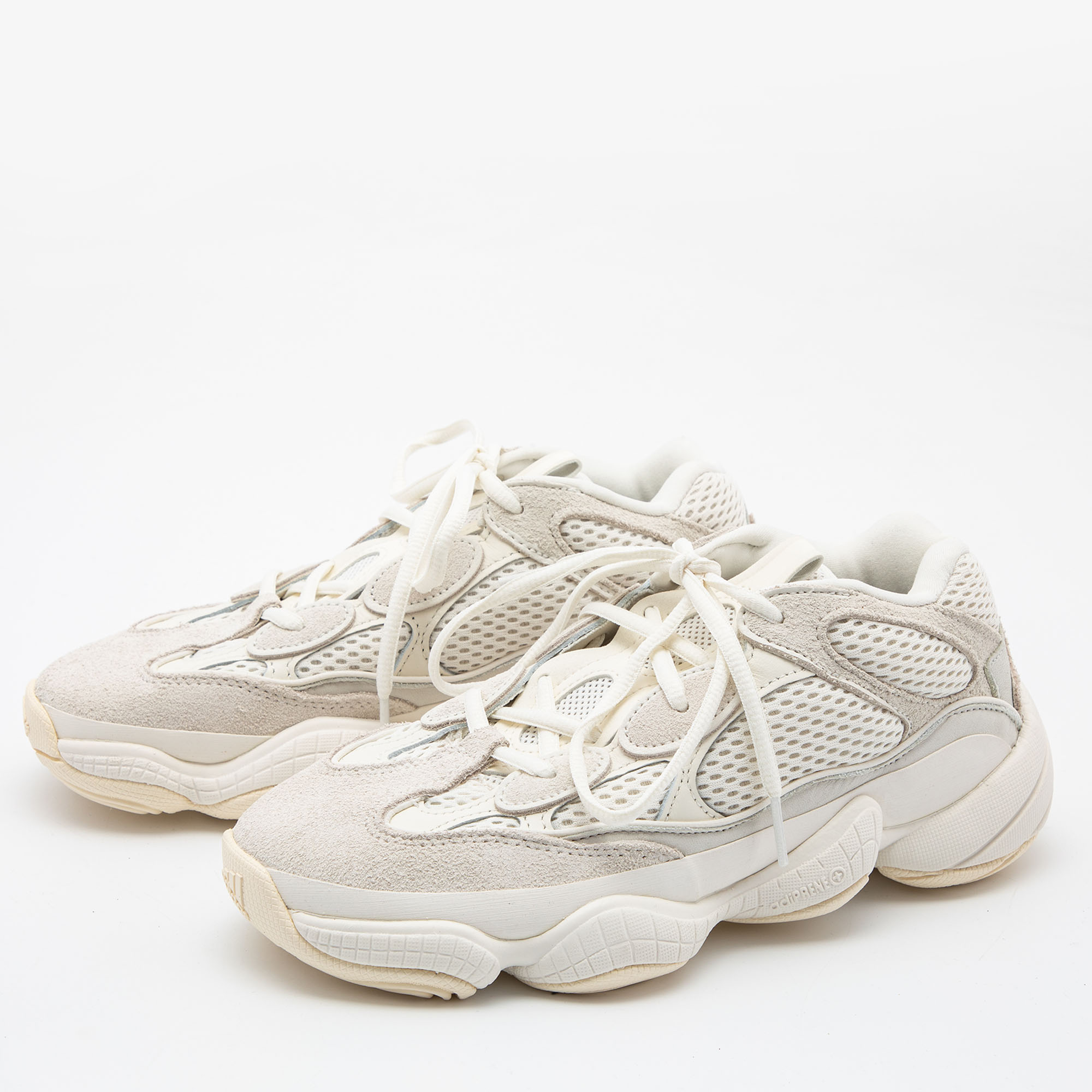 

Yeezy x Adidas White/Grey Suede and Fabric Yeezy 500 Sneakers Size