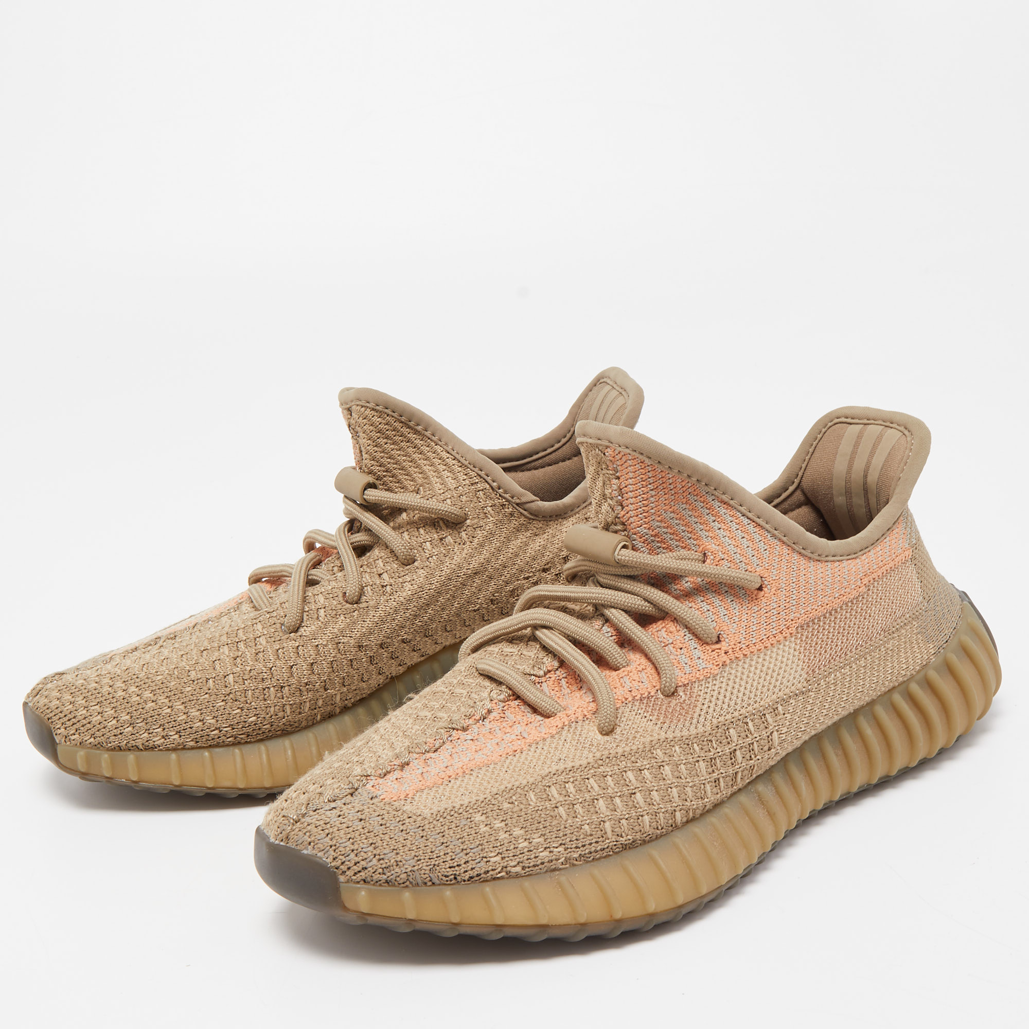 

Yeezy x Adidas Brown Knit Fabric Boost 350 V2 Sand Taupe Sneakers Size 38 2/3