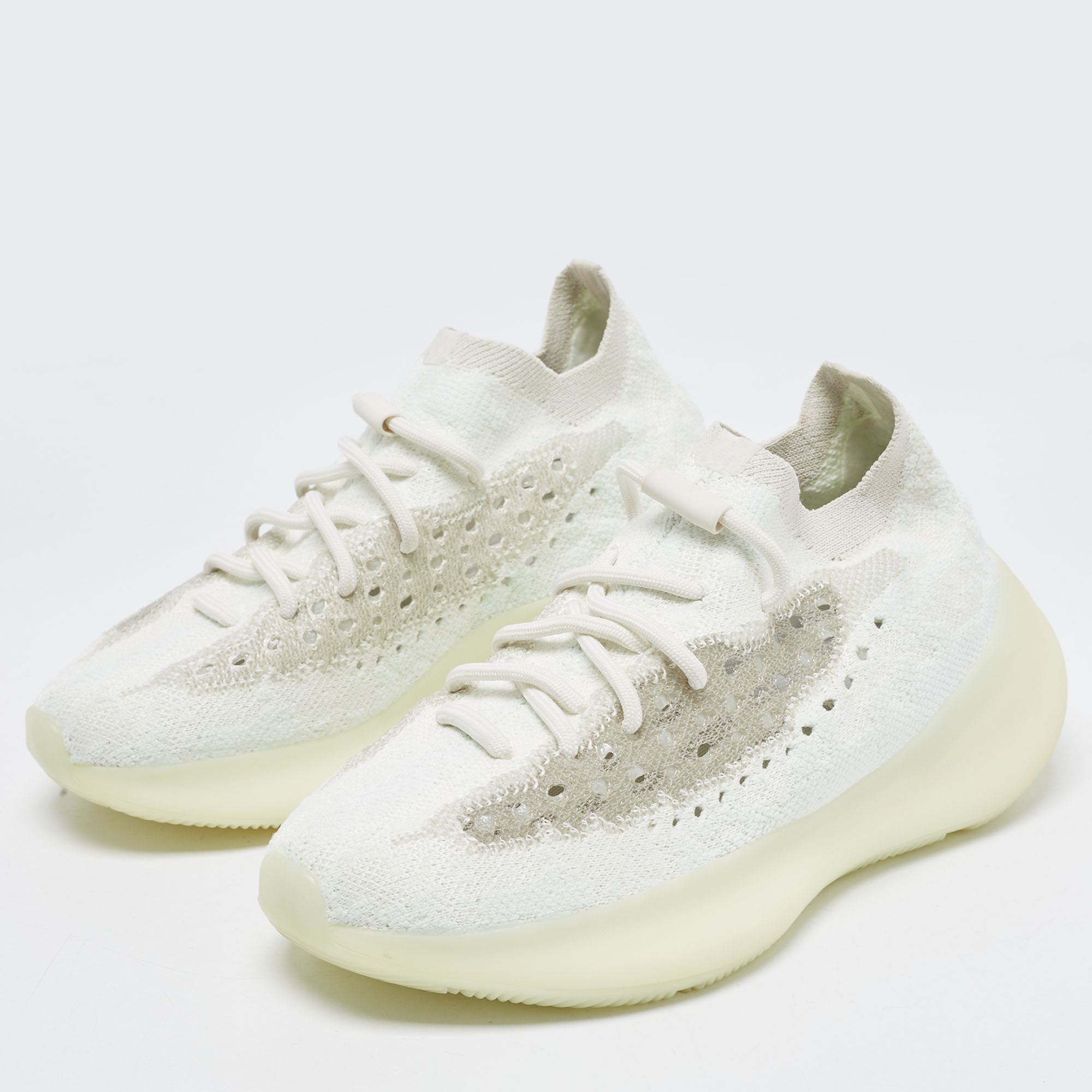 

Yeezy x Adidas White Fabric Boost 380 calcite-glow Sneakers Size