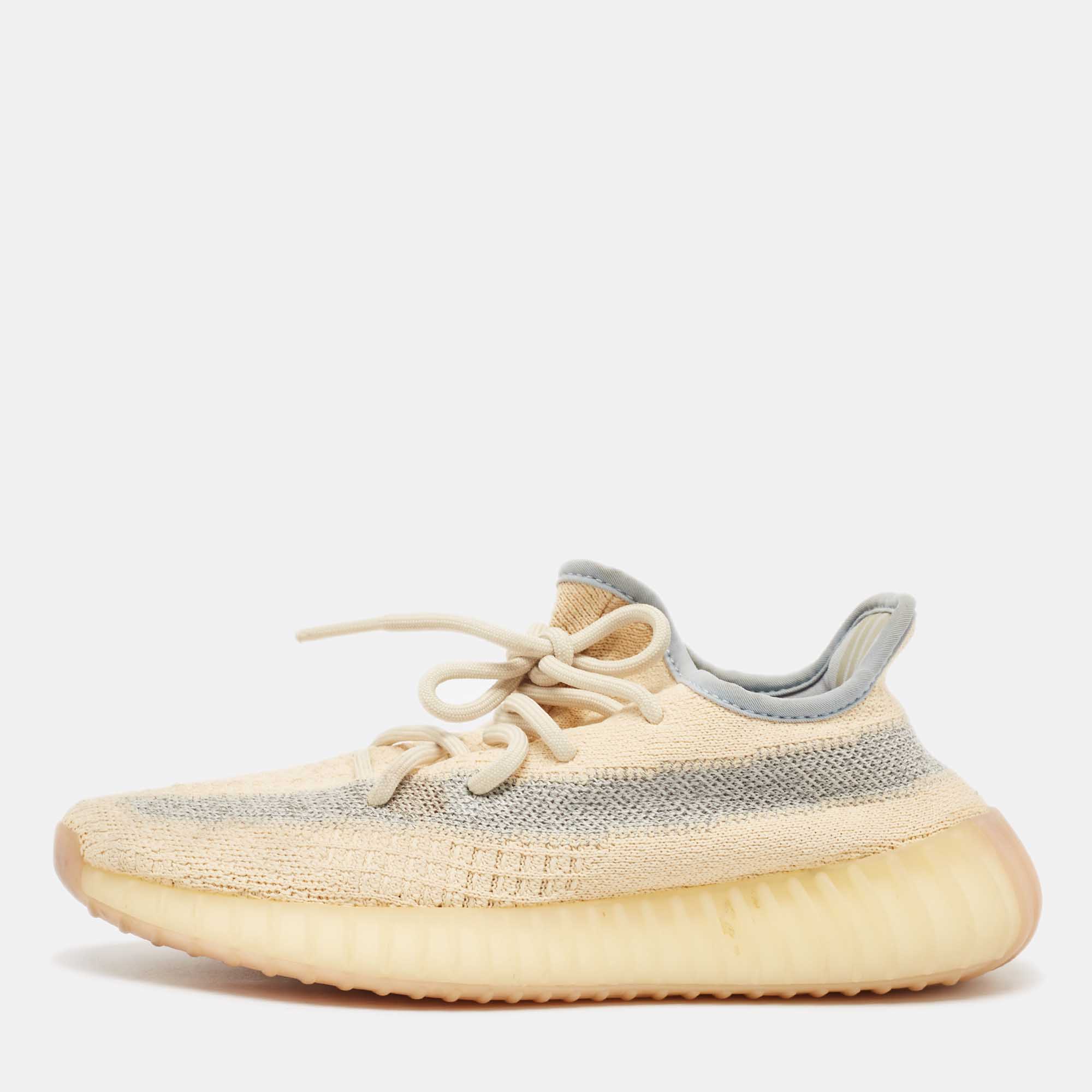 

Yeezy x Adidas Light Yellow Knit Fabric Boost 350 V2 Linen Sneakers Size 37 1/3