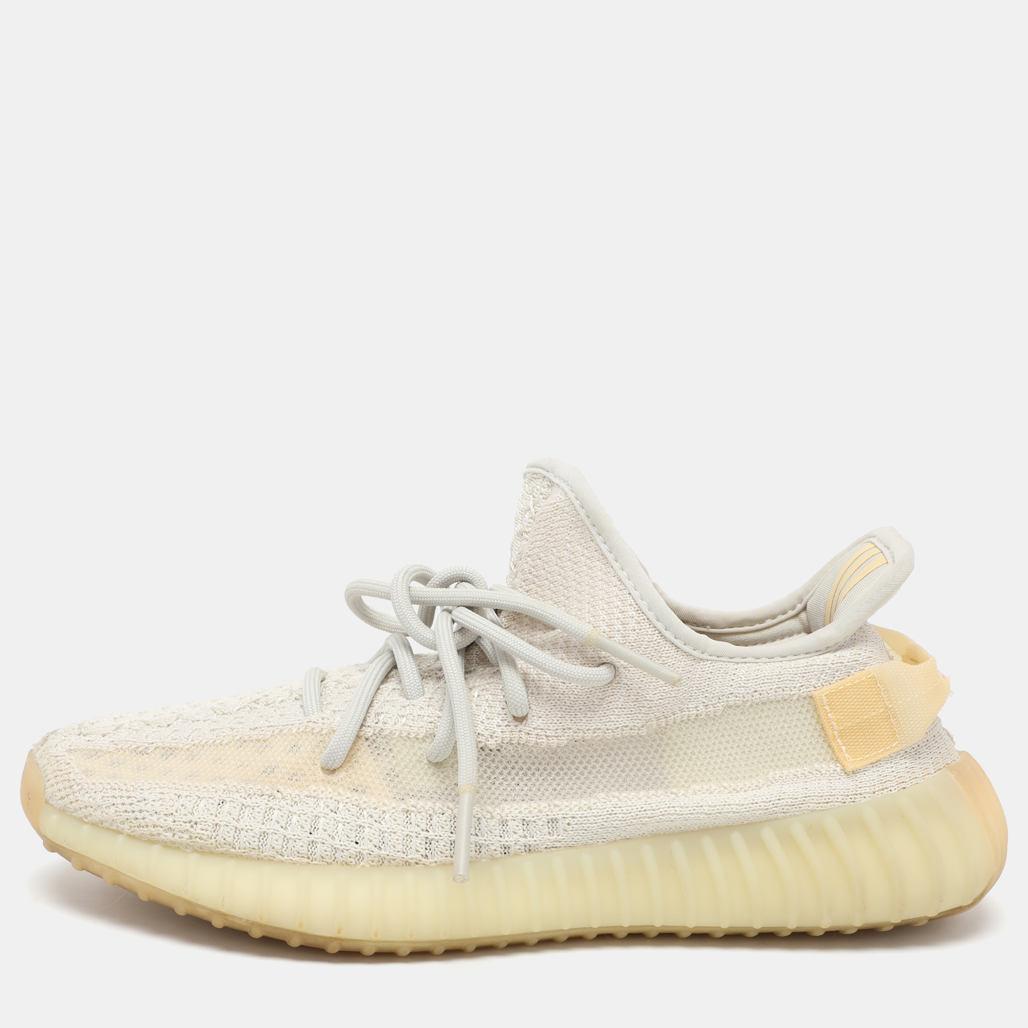 

Yeezy x Adidas Off White Knit Fabric Boost 350 V2 'Light' Sneakers Size 39 1/3