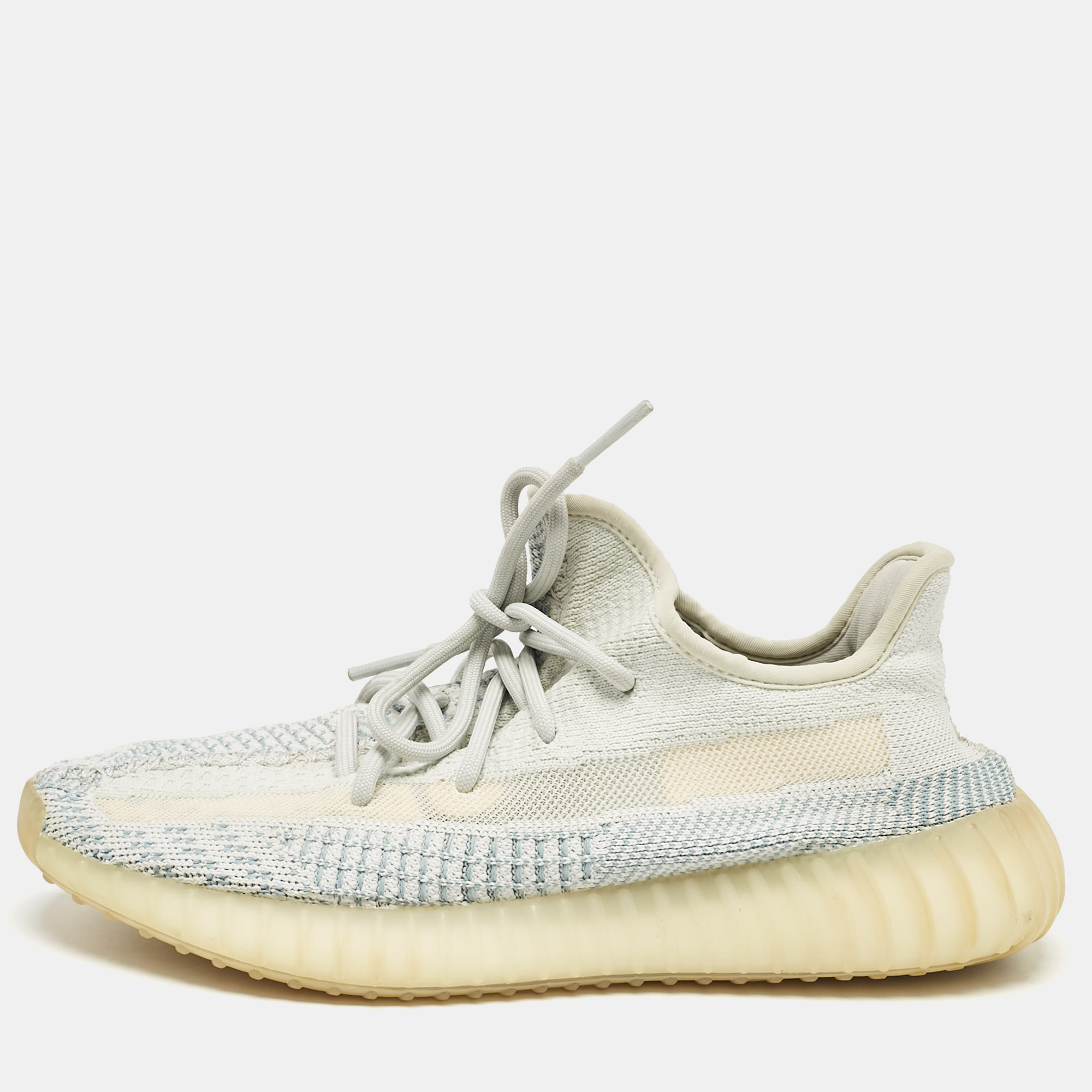 

Yeezy x Adidas Blue/White Knit Fabric Boost 350 V2 Cloud White Non-Reflective Sneakers 40 2/3