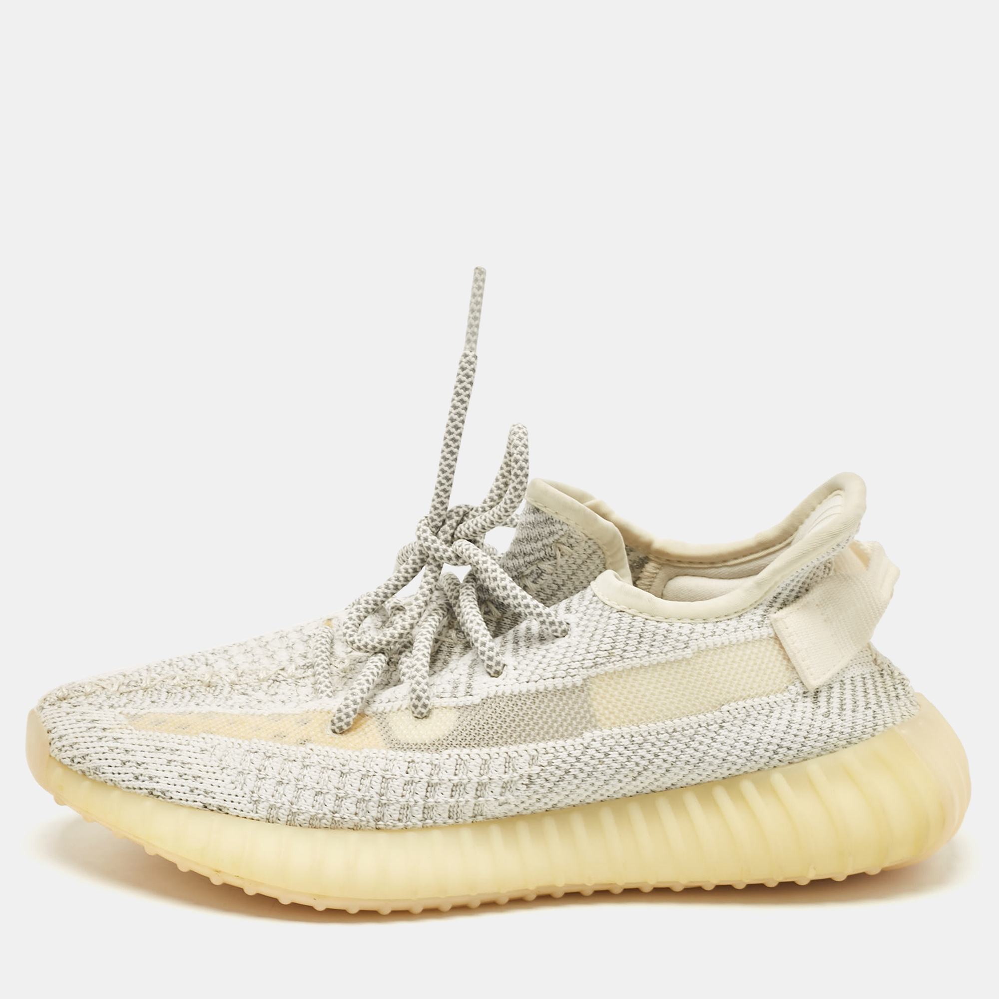 

Yeezy x Adidas White/Grey Knit Fabric Boost 350 V2 Static Reflective Sneakers Size 38 2/3