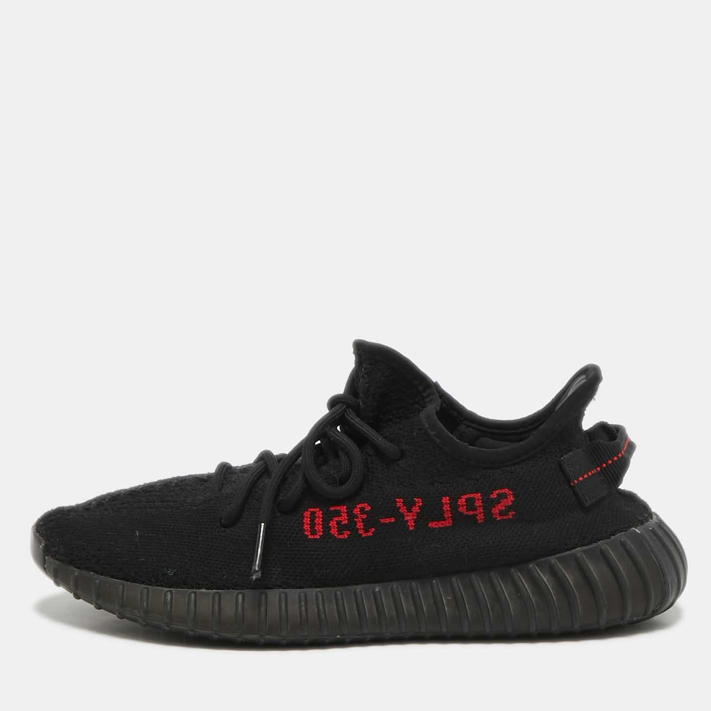 

Yeezy x Adidas Black/Red Knit Fabric Boost 350 V2 Bred Sneakers Size 41 1/3