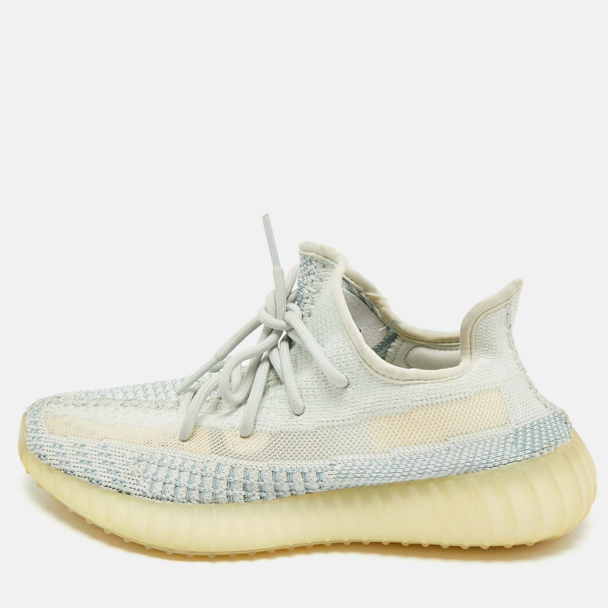 

Yeezy x Adidas Blue/White Knit Fabric Boost 350 V2 Cloud White (Non-Reflective) Sneakers 40