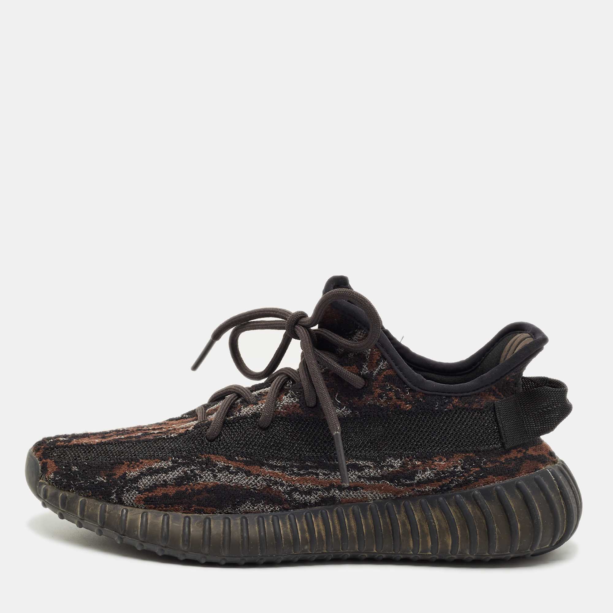 Yeezy x Adidas Brown Knit Fabric Boost 350 V2 MX Rock Sneakers Size 40