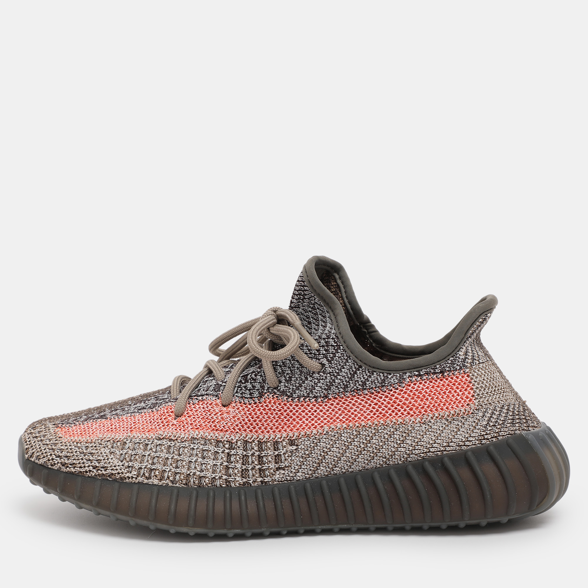 Yeezy x Adidas Grey/Orange Knit Fabric Boost 350 V2 Blue Tint Sneakers Size 39 1/3