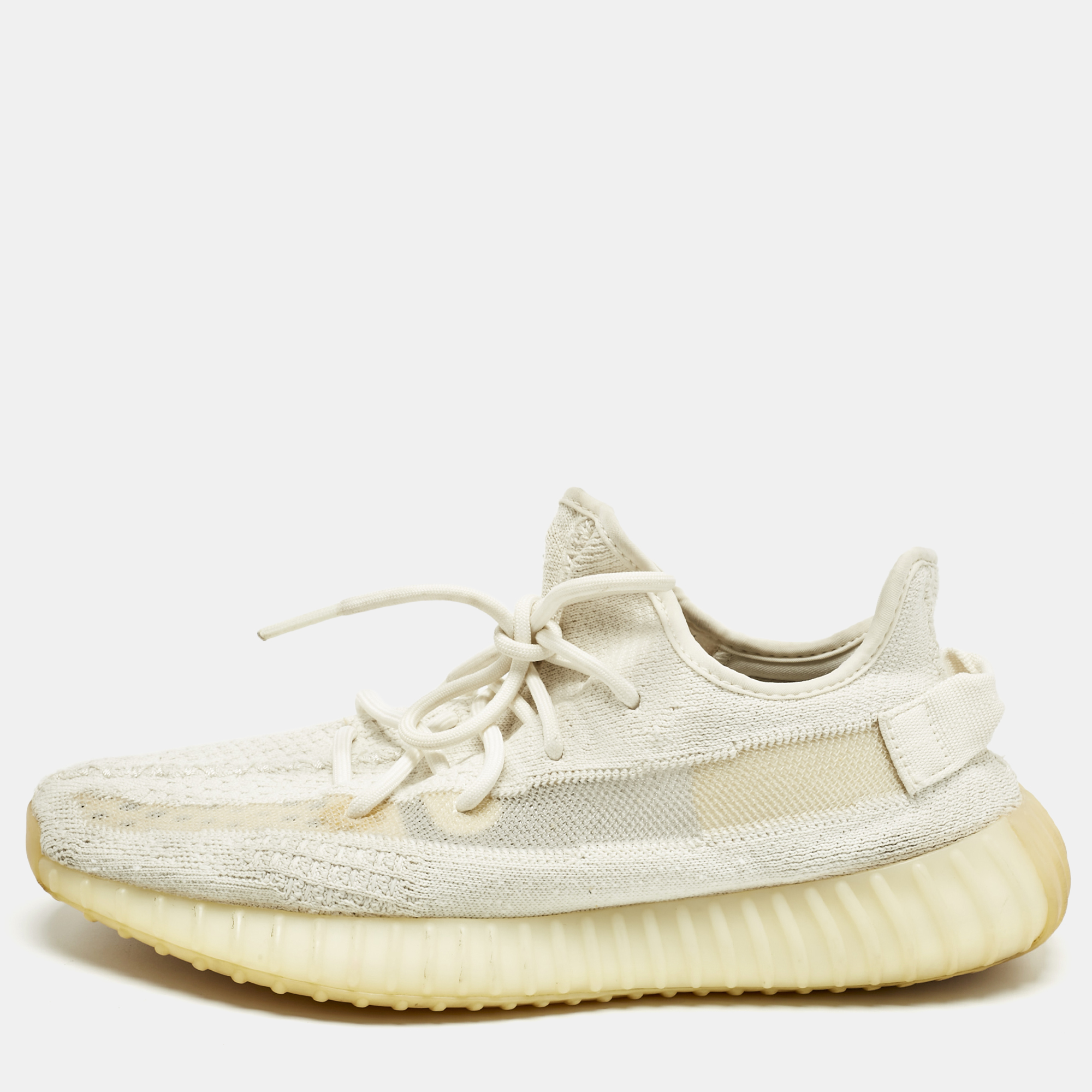 

Yeezy x Adidas White Knit Fabric Boost 350 V2 Lace Up Sneakers Size