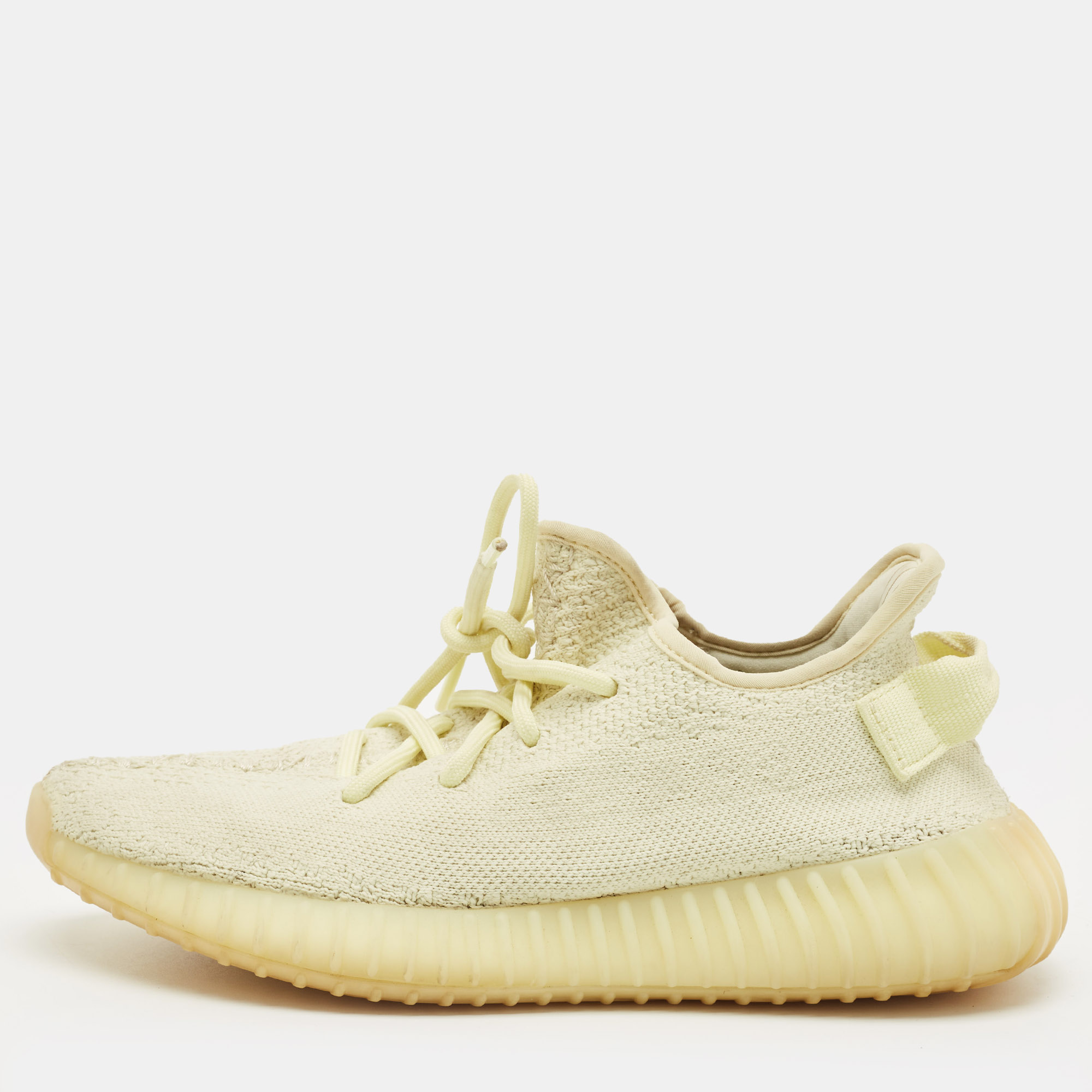 

Yeezy x Adidas Light Yellow Knit Fabric Boost 350 V2 Butter Sneakers Size 38 2/3