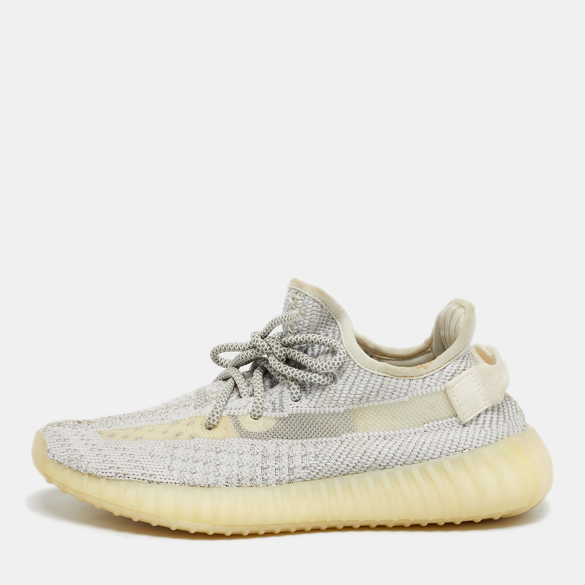 

Yeezy x Adidas White/Grey Knit Fabric Boost 350 V2 Static Reflective Sneakers Size 38 2/3
