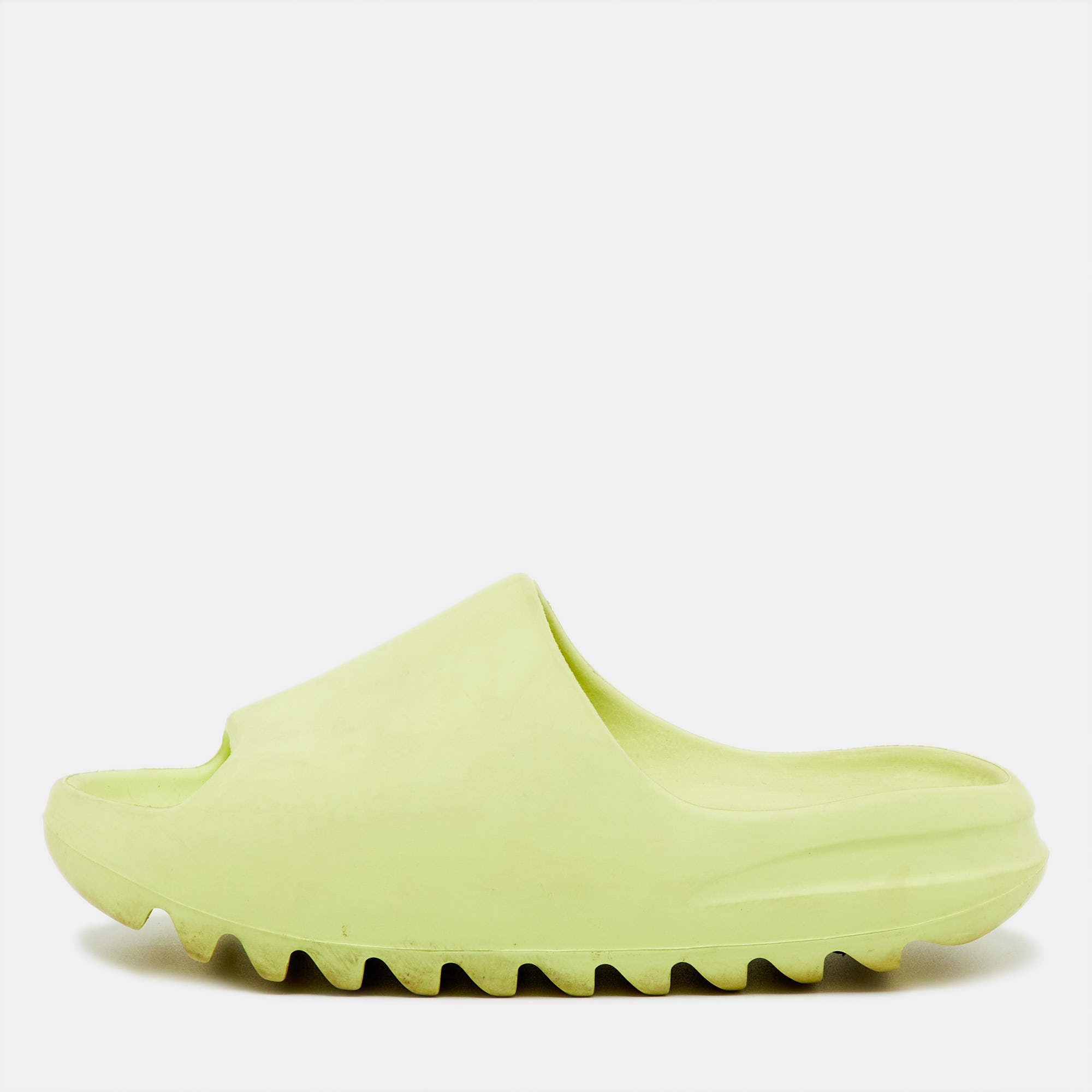 Pre-owned Yeezy X Adidas Neon Green Rubber Glow Green Slide Size 38